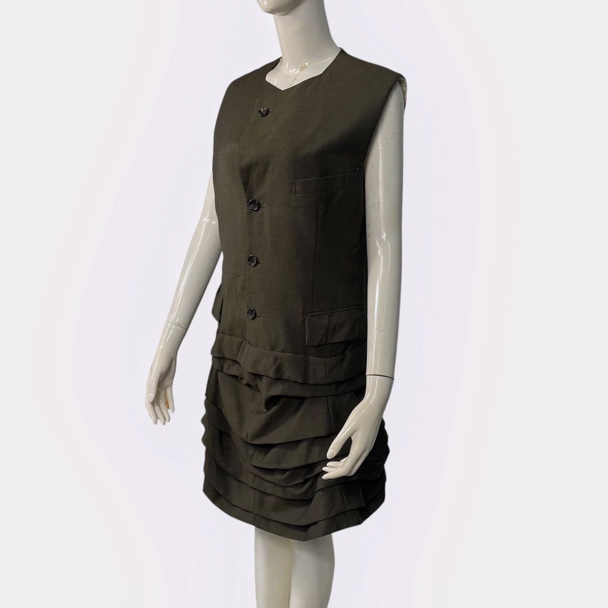 Comme des Garcons Comme Des Garcons AD1994 Sleeveless Frill Hem Wool Dress Size S / US 4 / IT 40 - 2 Thumbnail