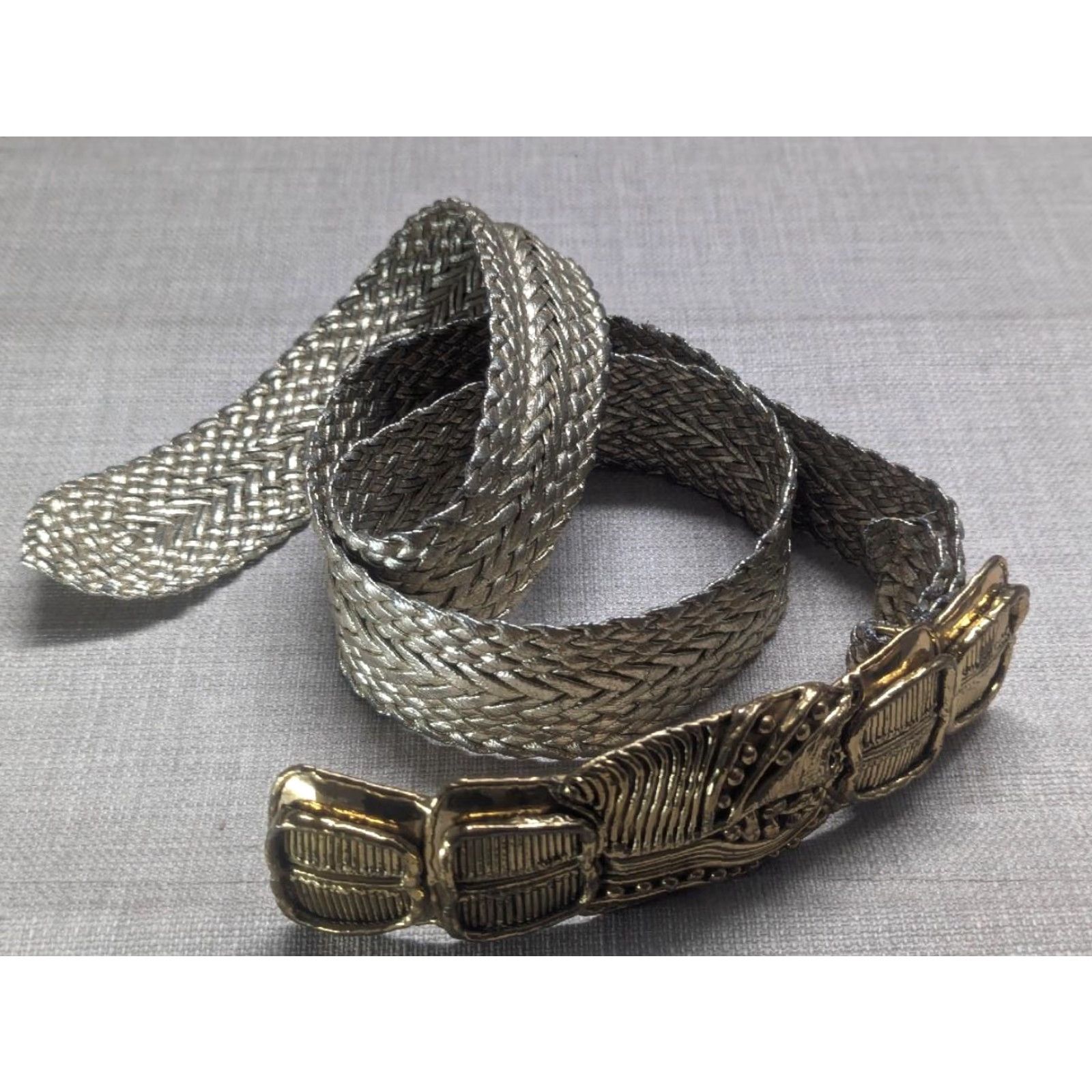 Vintage VINTAGE BUCKLE brutalist GLAM BELT XL adjustable GOLDEN STATEMENT glitz 1980s Size ONE SIZE - 7 Thumbnail
