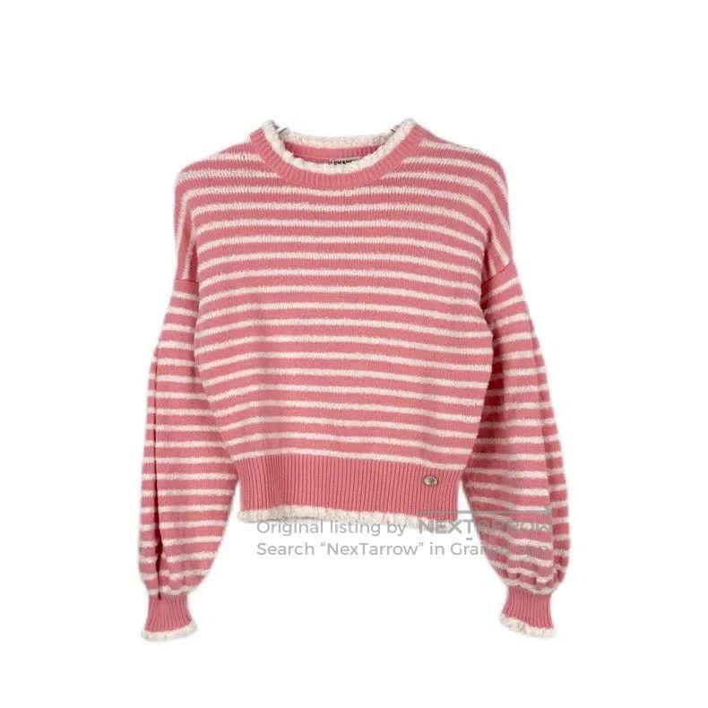 Chanel Chanel White and pink striped cashmere knitted sweater Size XS / US 0-2 / IT 36-38 - 1 Thumbnail