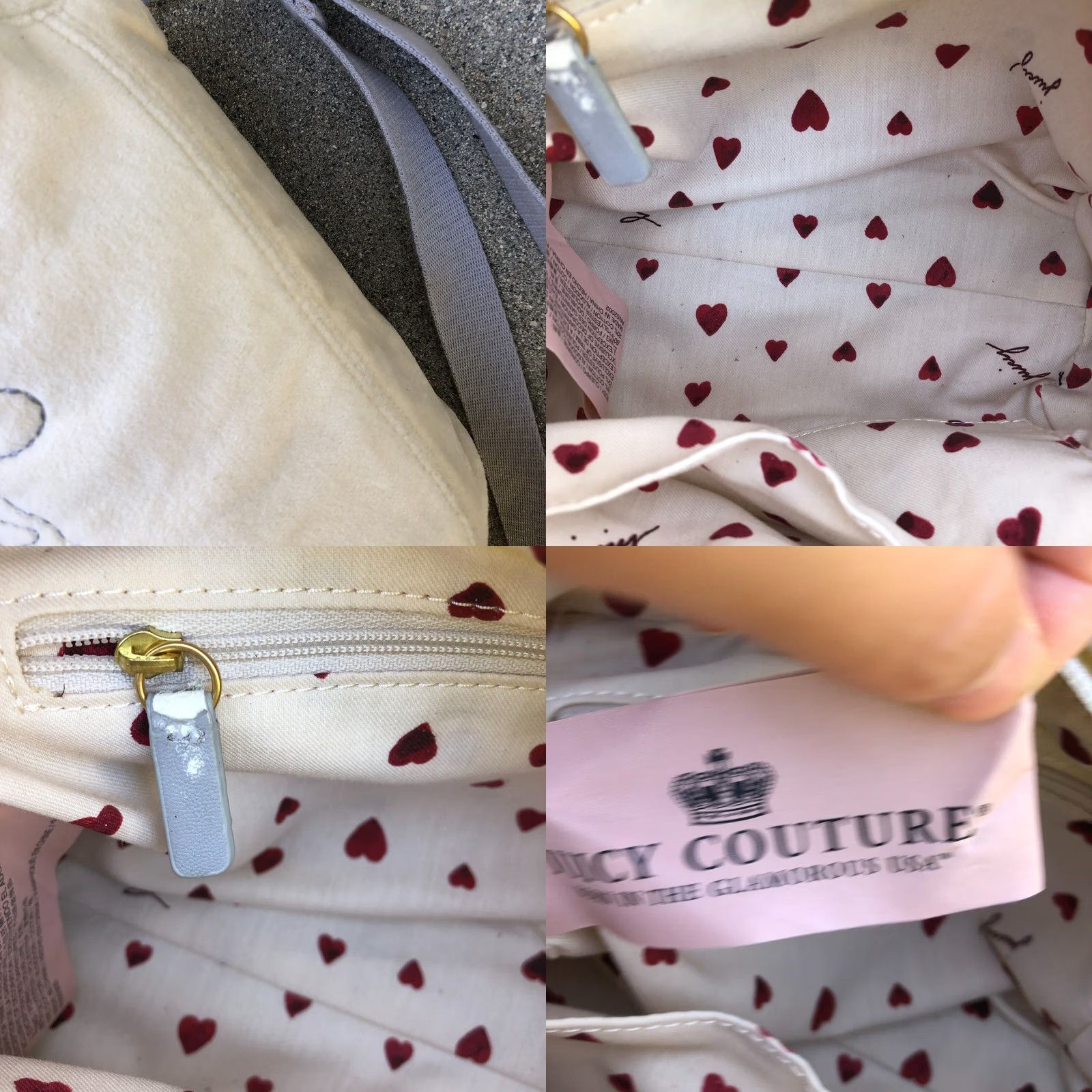 Juicy Couture JUICY COUTURE Y2K Velour Shoulder Bag Purse White Grey Zipper Top Handle Bag Womens Small 8x7 Velour Y2K Designer Purse Size S / US 4 / IT 40 - 8 Thumbnail