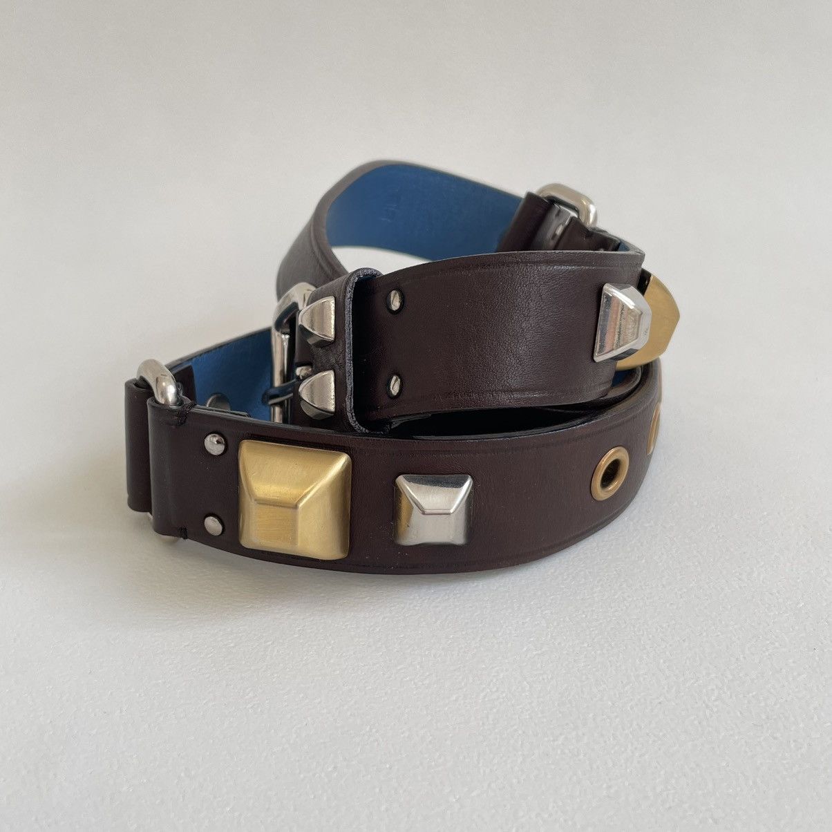 Prada Pyramid Stud Leather Bondage Belt Size 32 - 5 Thumbnail