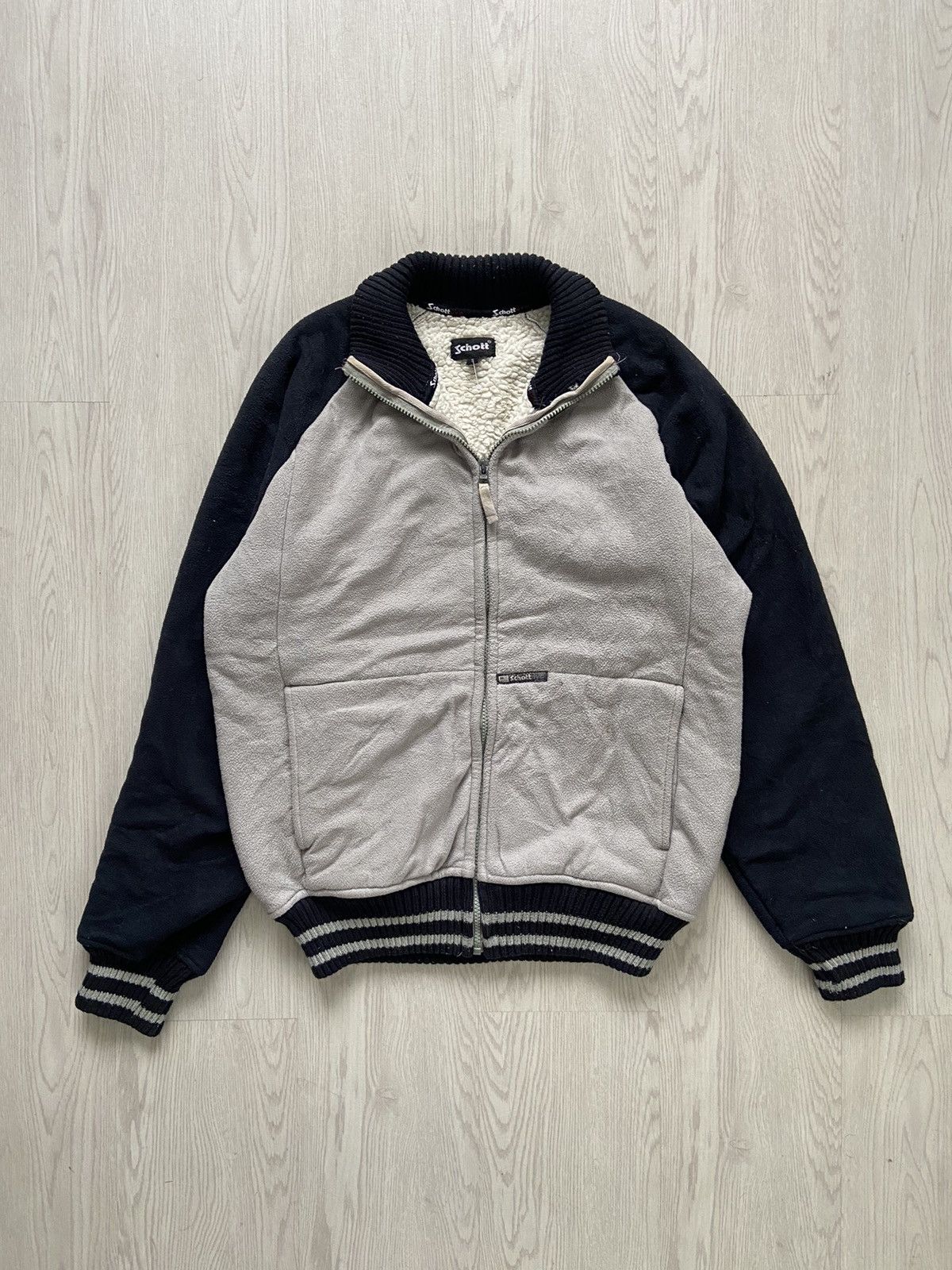 Vintage Schott NYC Sherpa Fleece Varsity Jacket