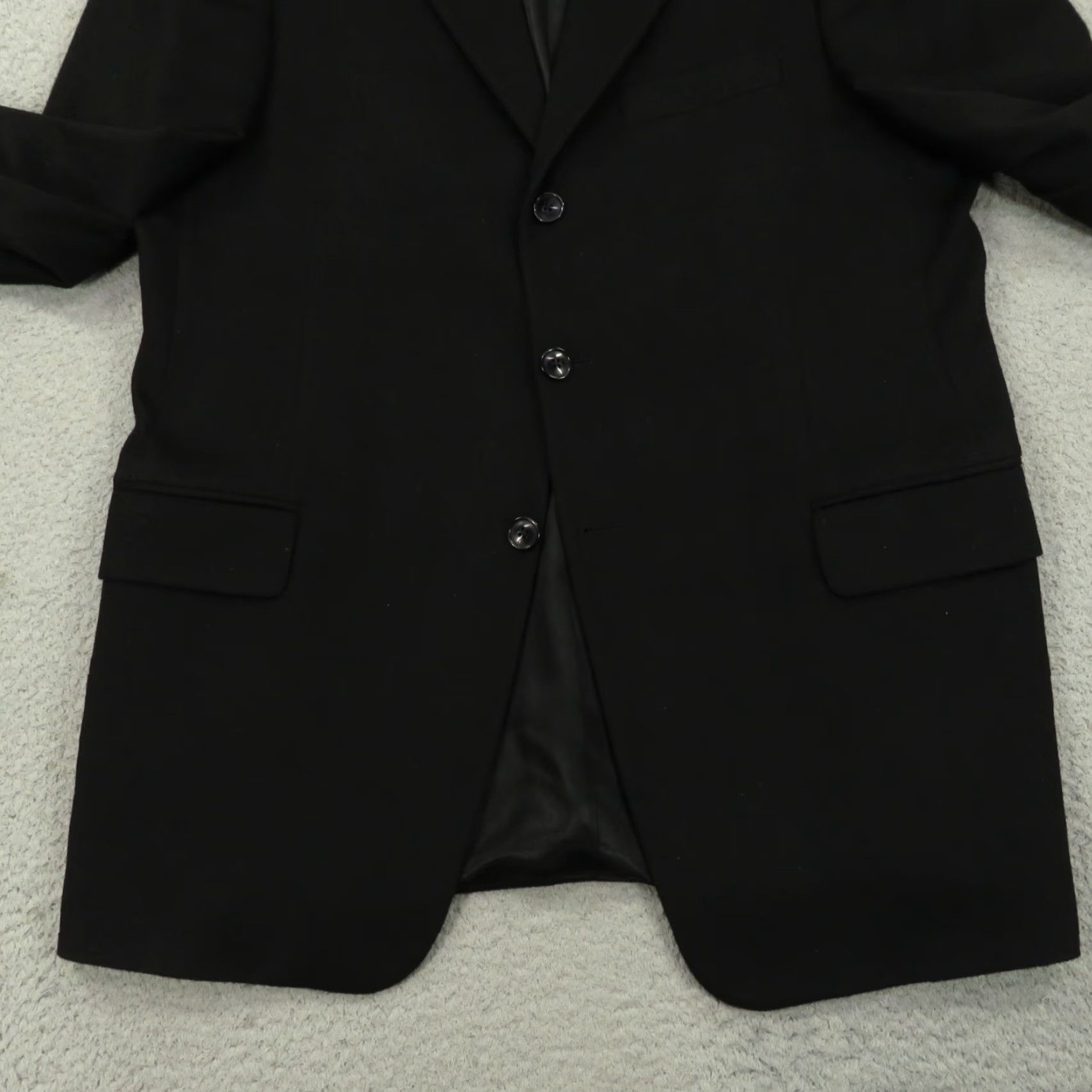 Vintage Arnold Brant 100% Cashmere Blazer 42R Black 3-Button Single-Breasted Jacket Mens Coat Ventless Regular Notch Lapel Size 42R - 3 Thumbnail