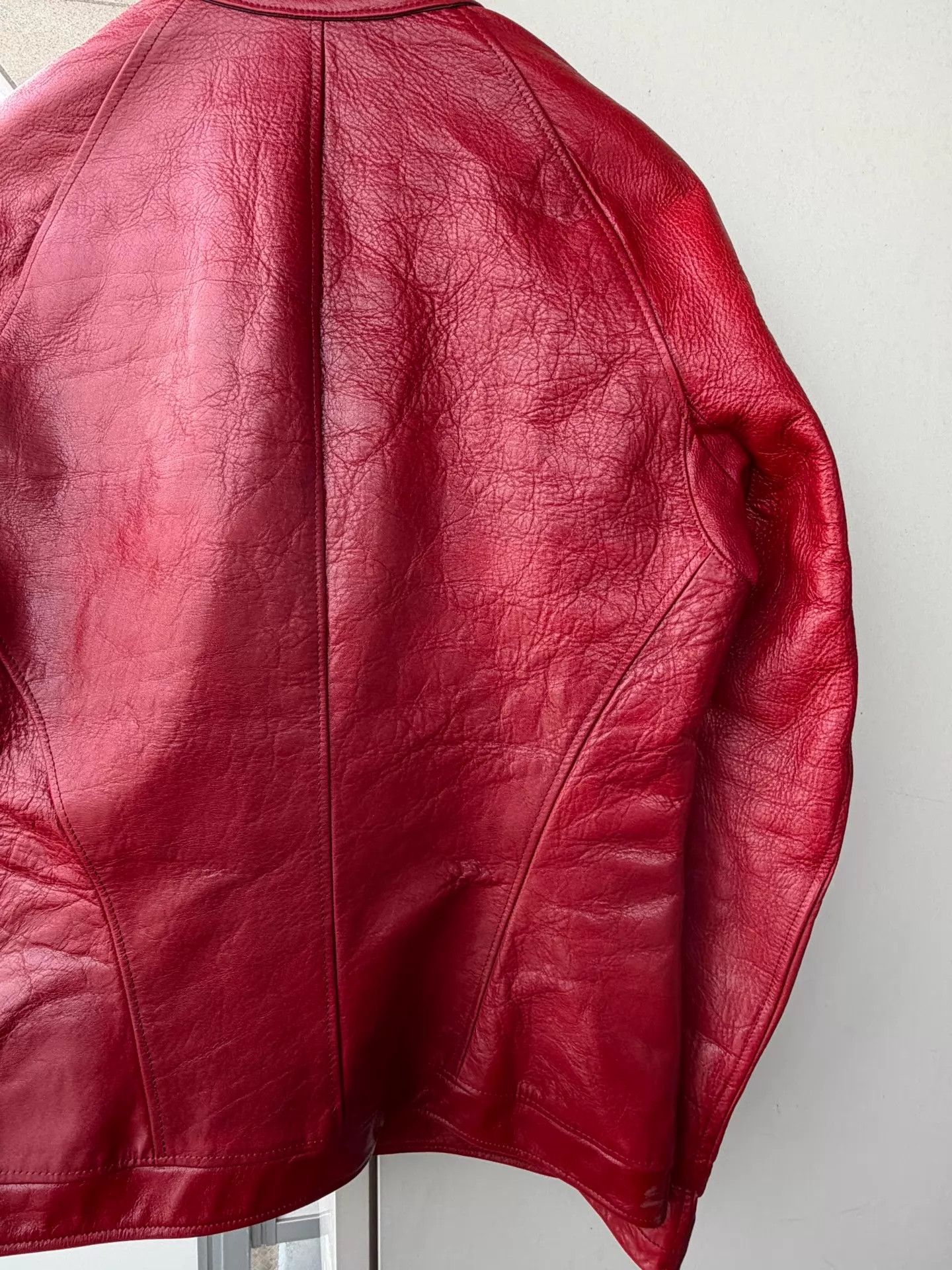 Julius Julius 2010AW Blood Red Calf Leather Moto Jacket Size US M / EU 48-50 / 2 - 8 Thumbnail