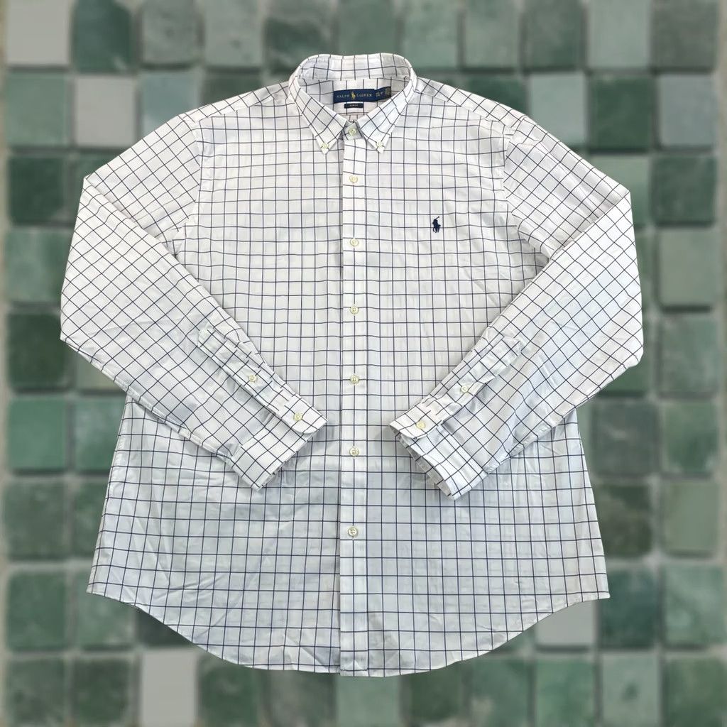 Polo Ralph Lauren Polo Ralph Lauren Oxford Shirt Men 2XL White WindowPane Slim Fit Pony Preppy Shirt Size US XXL / EU 58 / 5 - 1 Thumbnail