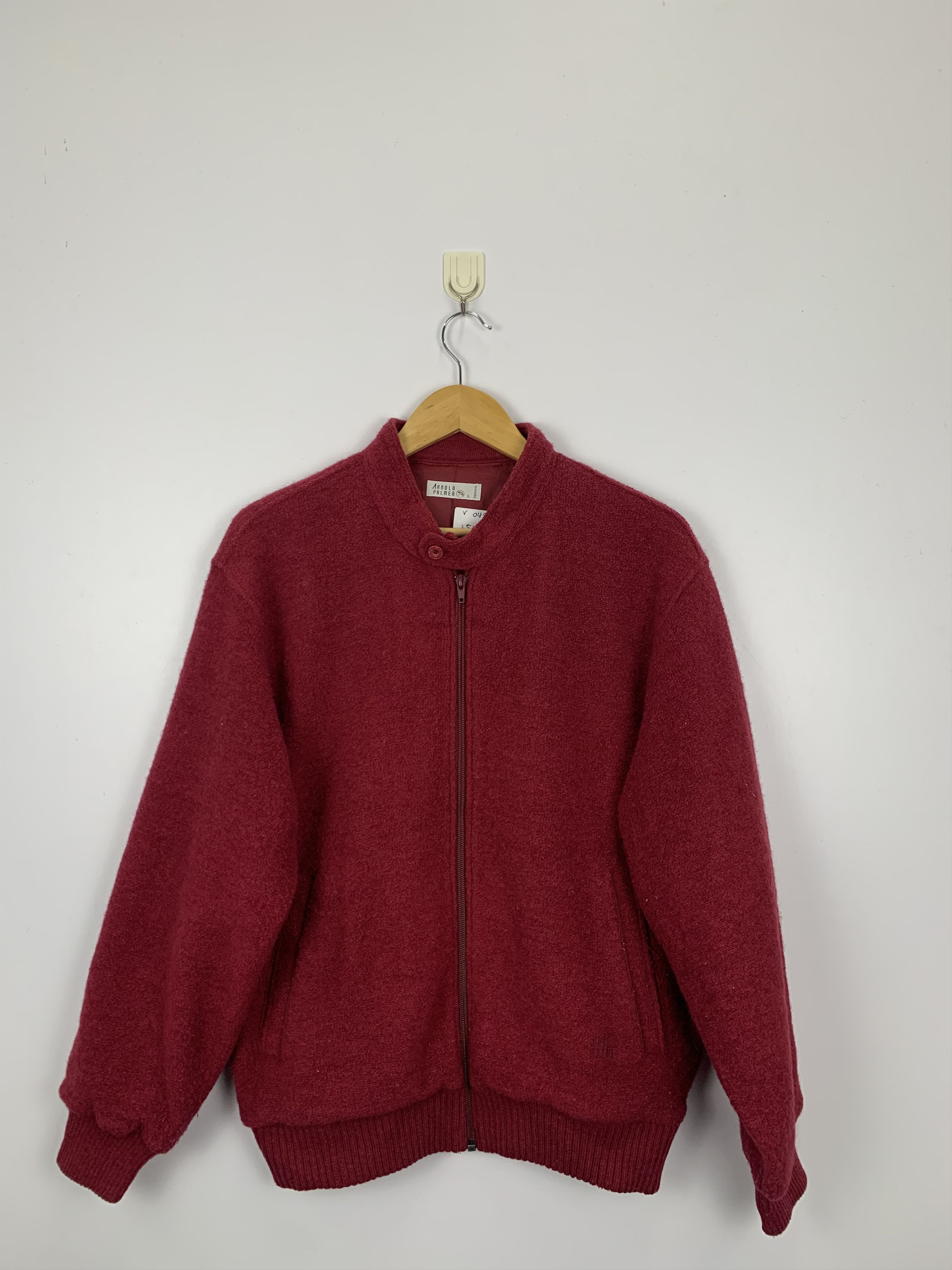 Vintage Vintage 90s Arnold Palmer Wool Zipper Jacket Red V0490 Size US L / EU 52-54 / 3 - 1 Thumbnail
