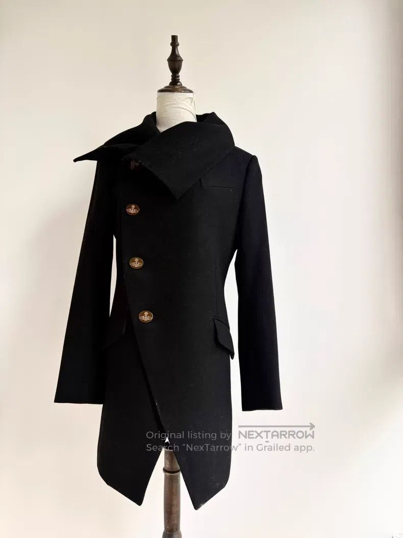 Vivienne Westwood Vivienne Westwood Black Reversible Saturn Collar Wool Coat Size L / US 10 / IT 46 - 1 Thumbnail