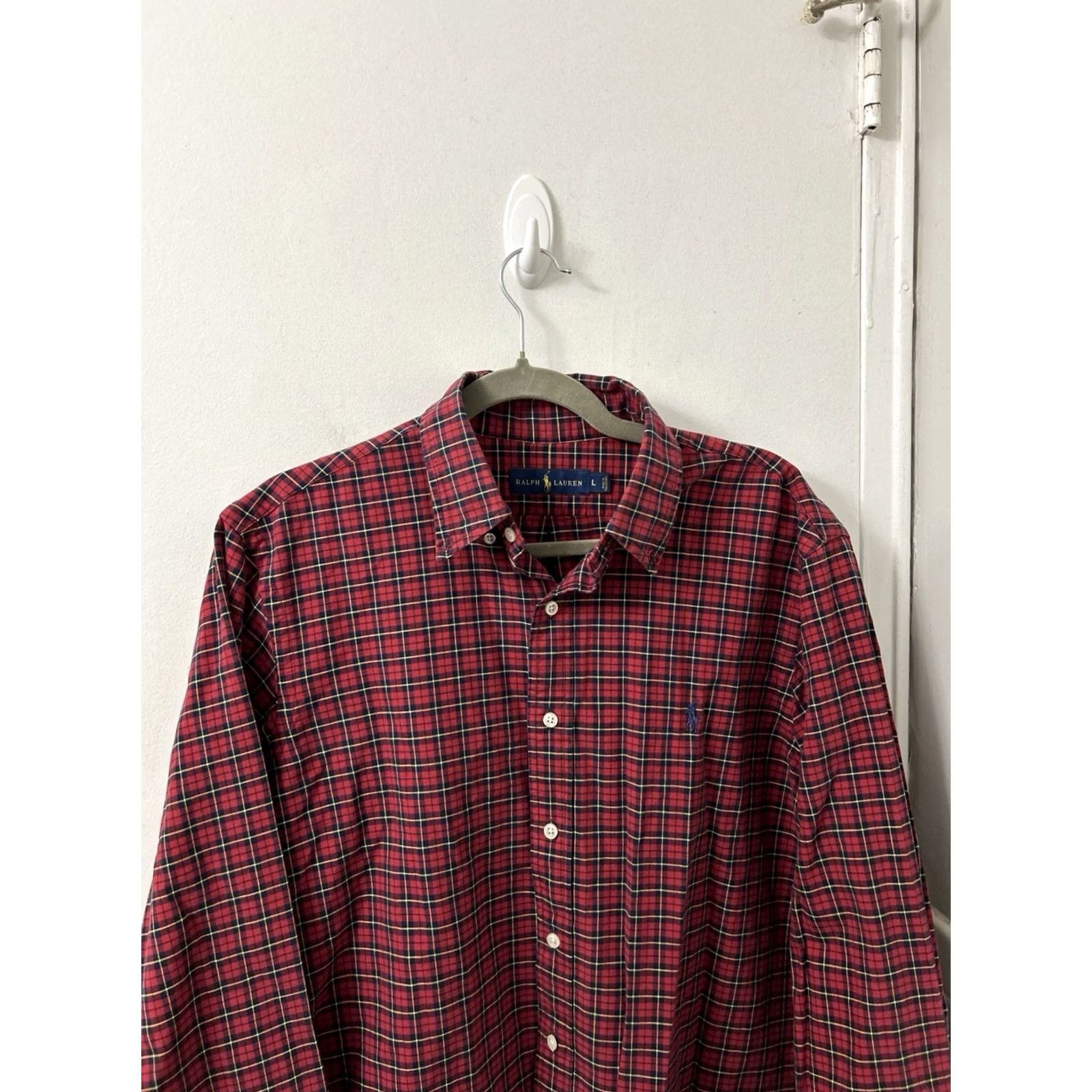 Ralph Lauren Ralph Lauren Shirt Mens L Red Plaid Button-Down Long Sleeve Oxford Navy Pony Embroidered Classic Preppy Casual Business Travel Size US L / EU 52-54 / 3 - 2 Thumbnail