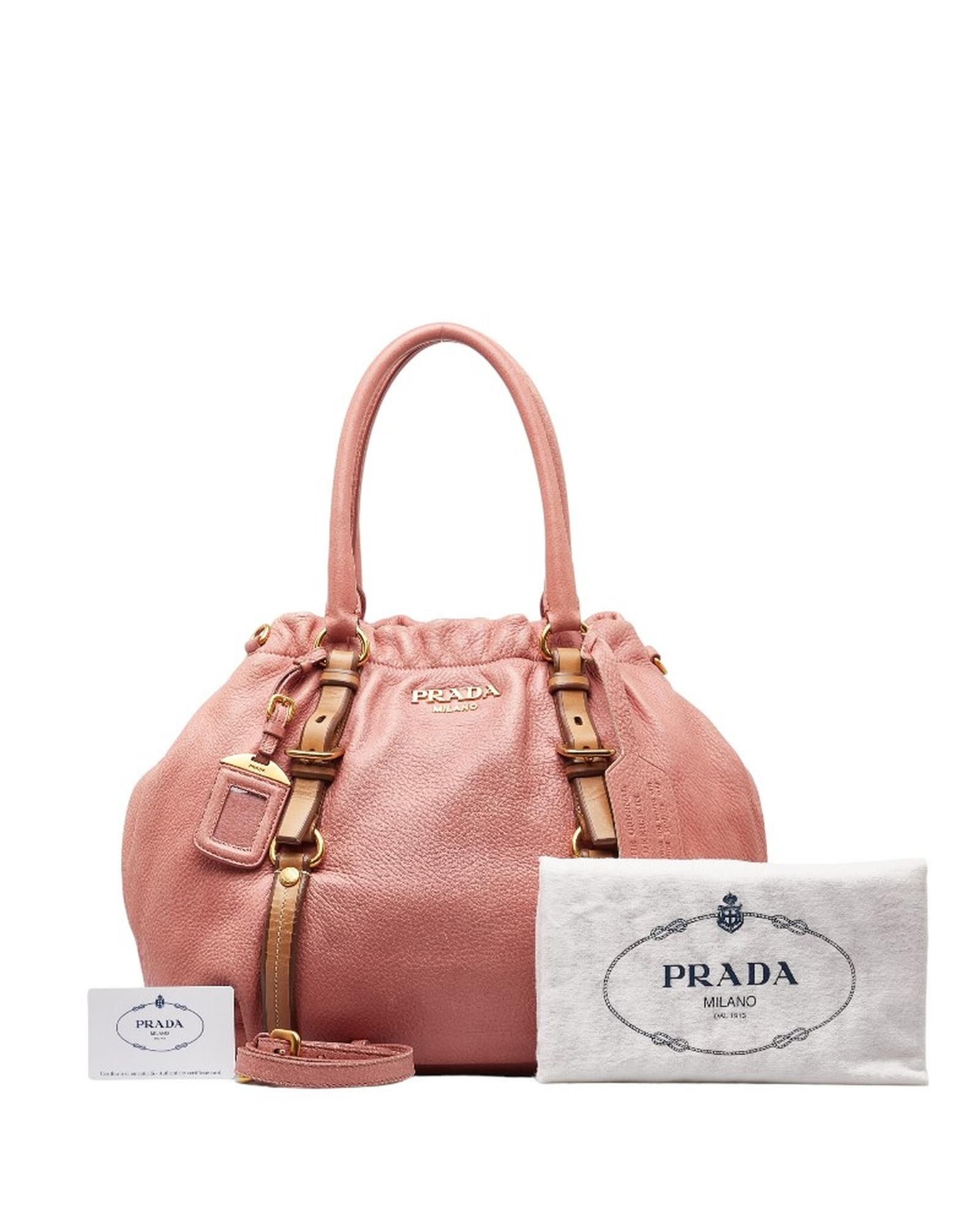 image of Prada Leather Handbag In Pink With Ab Condition, Women's