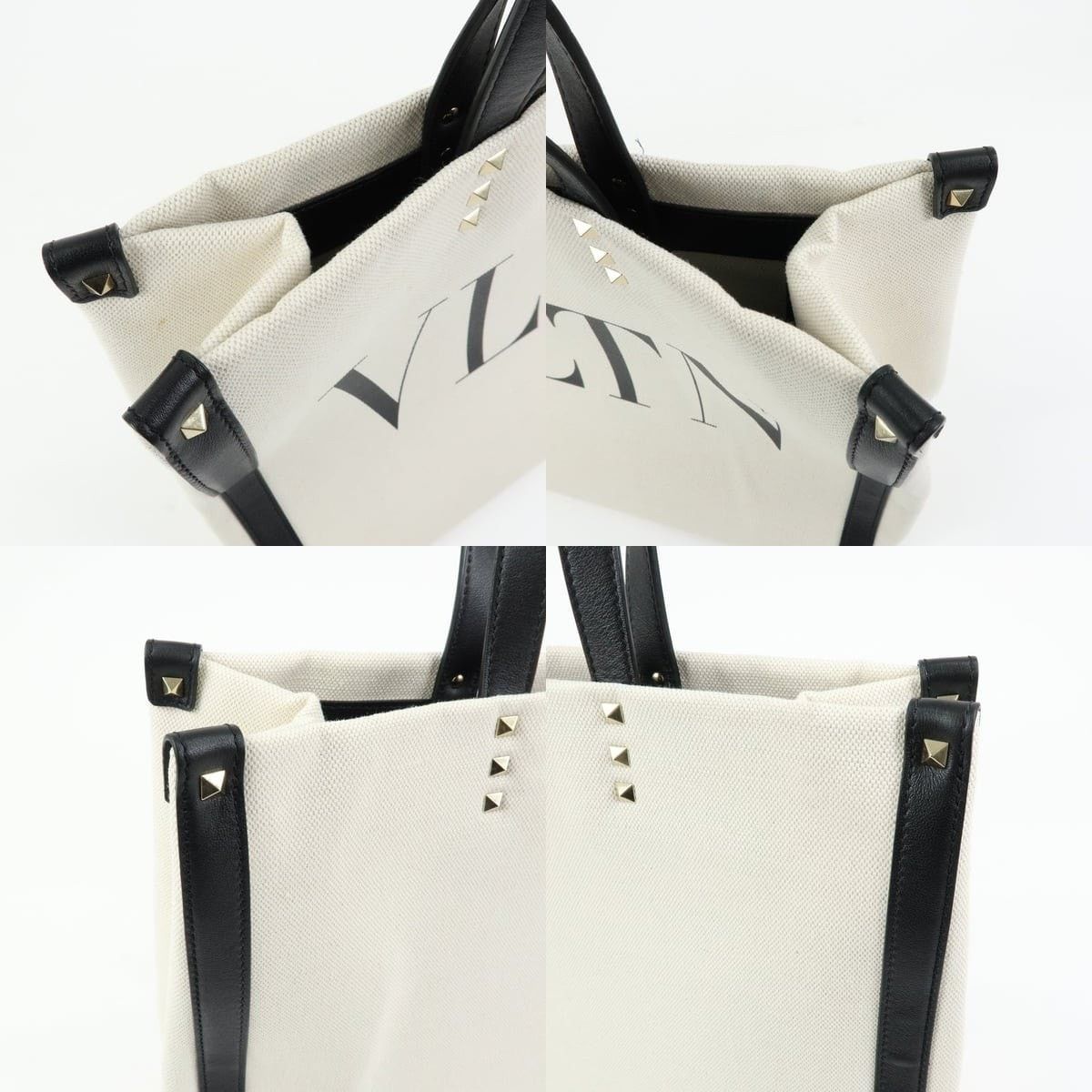 Valentino Valentino Rockstud VLTN Canvas Tote White Size ONE SIZE - 6 Thumbnail