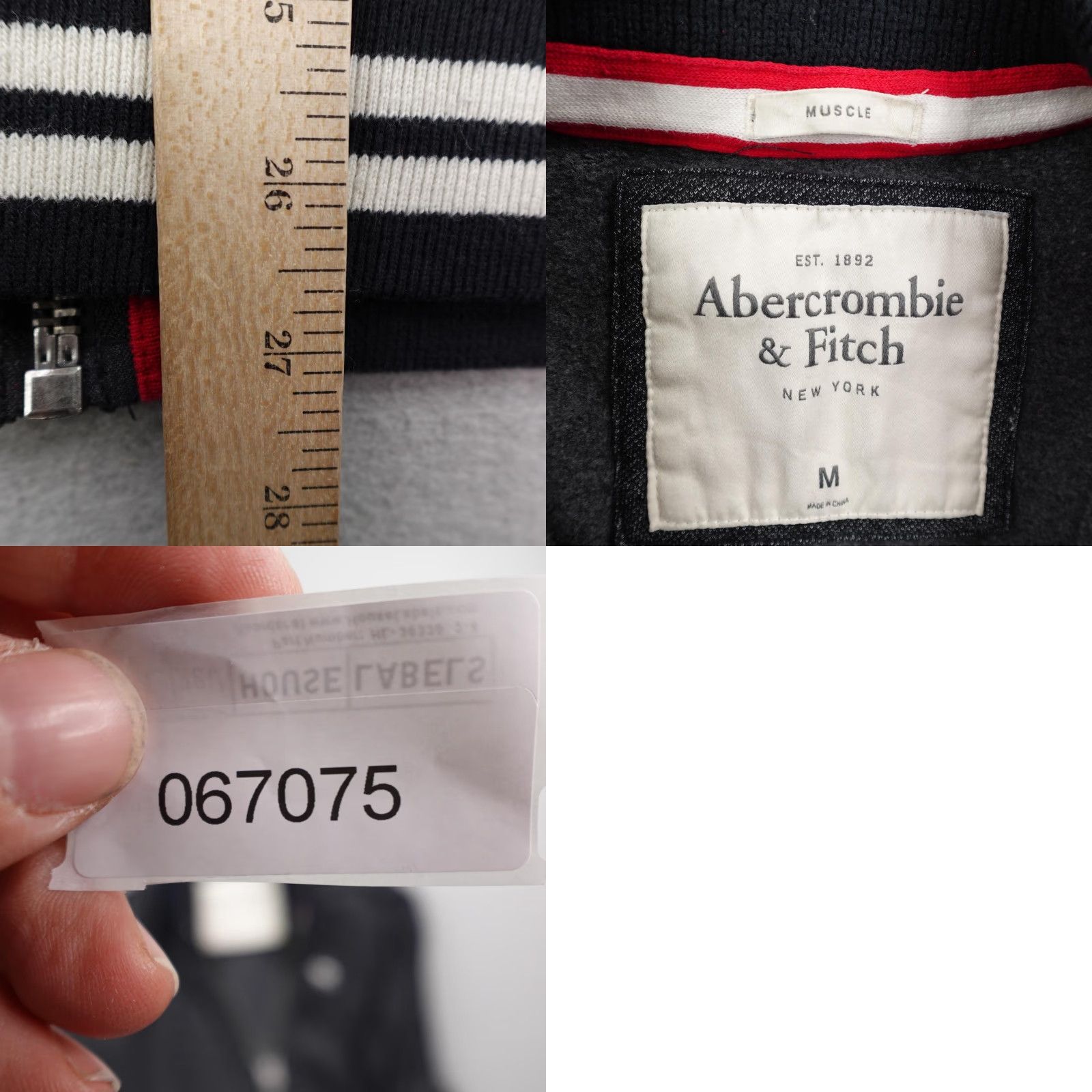 Abercrombie & Fitch Abercrombie & Fitch Jacket Mens Medium Gray Varsity Bomber Full Zip Muscle Y2K Size US M / EU 48-50 / 2 - 8 Thumbnail