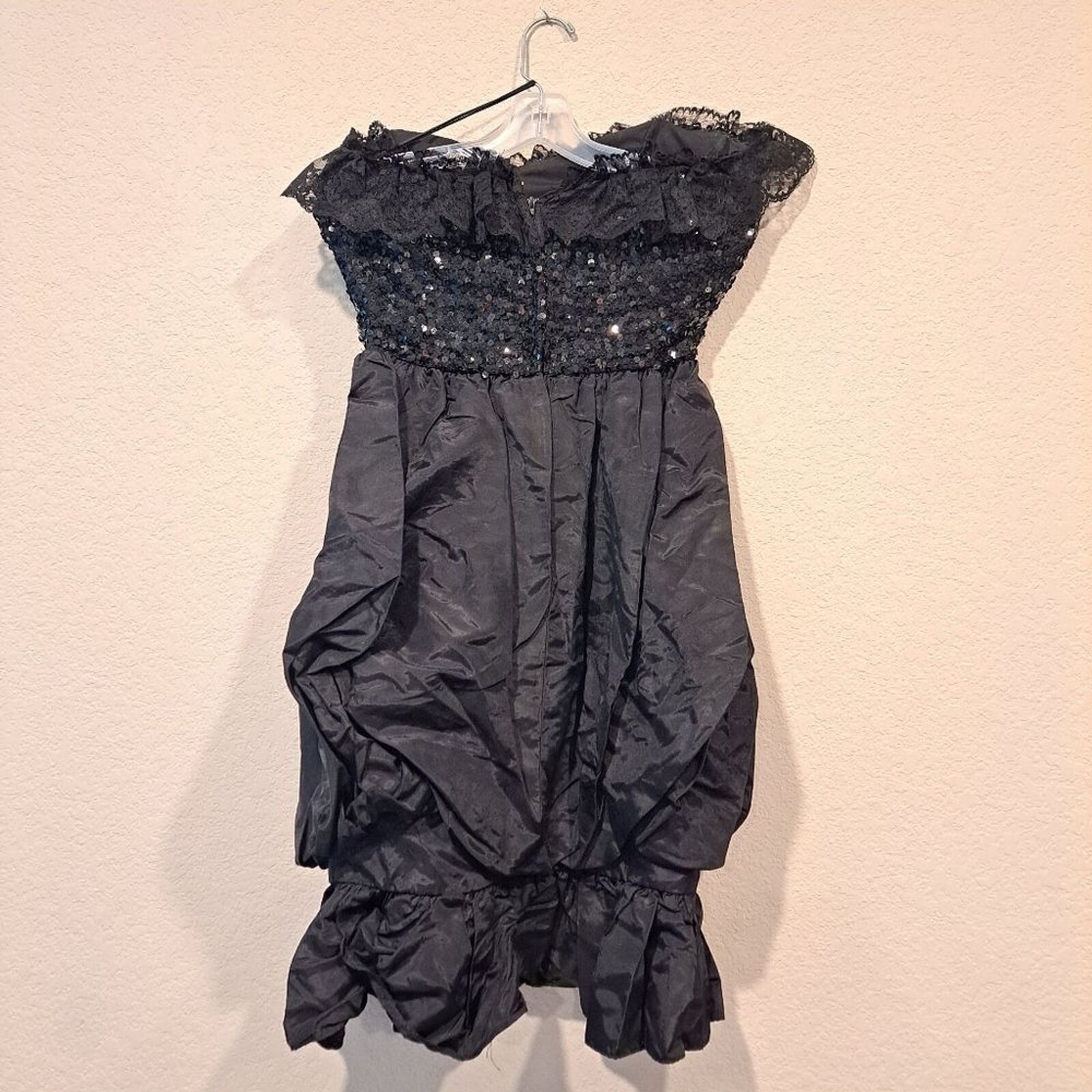 Other Vintage Loralie made in USA black sequin lace 80s dress 10 Size L / US 10 / IT 46 - 6 Thumbnail