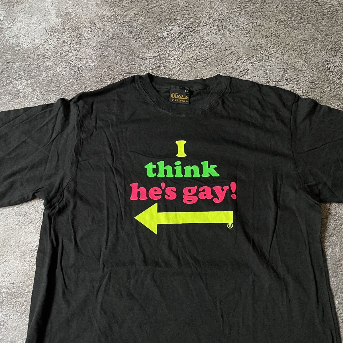 Vintage Vintage Y2K Graphic Tee Think Hes Gay Black Goth Grail M Size US M / EU 48-50 / 2 - 5 Thumbnail