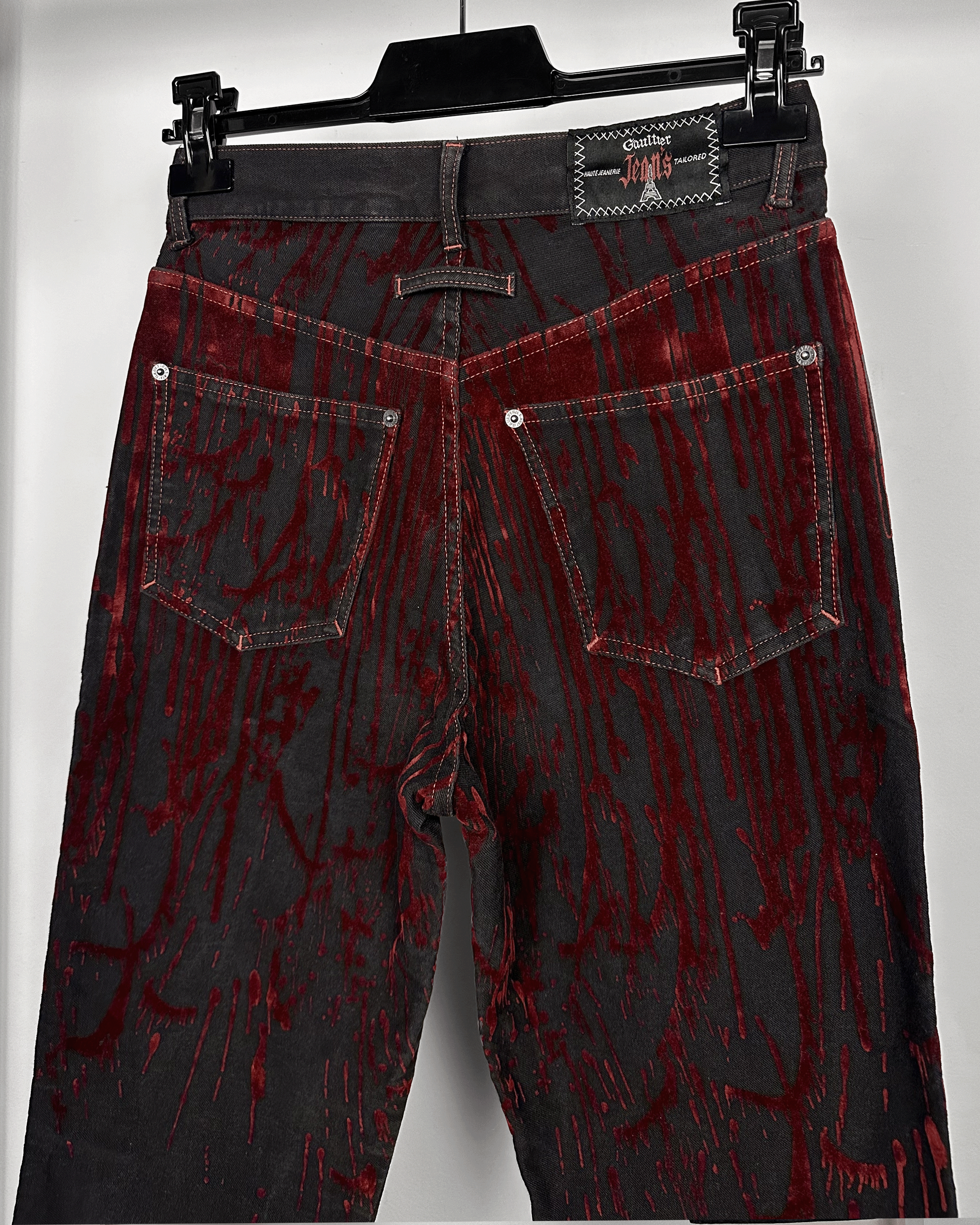 Jean Paul Gaultier Jean Paul Gaultier Velour Blood Drip Jeans Size US 30 / EU 46 - 7 Thumbnail