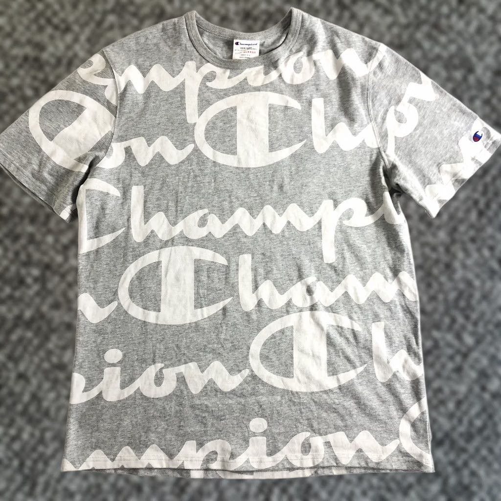 Champion Champion Heritage T-Shirt Men XL Gray/White All Over Print Script Logo Size US XL / EU 56 / 4 - 1 Thumbnail