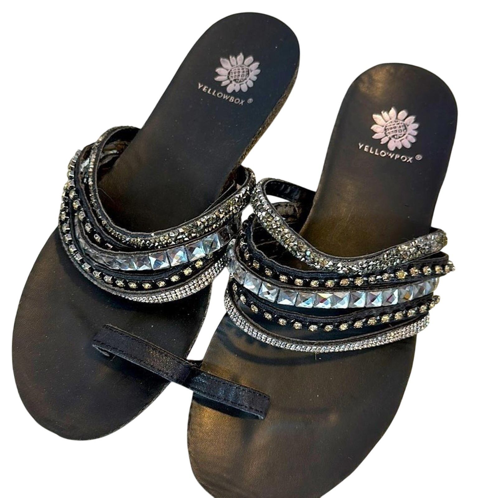 Designer Yellow Box Stylish Beaded Slide Sandals Toe Size US 6 / IT 36 - 1 Thumbnail