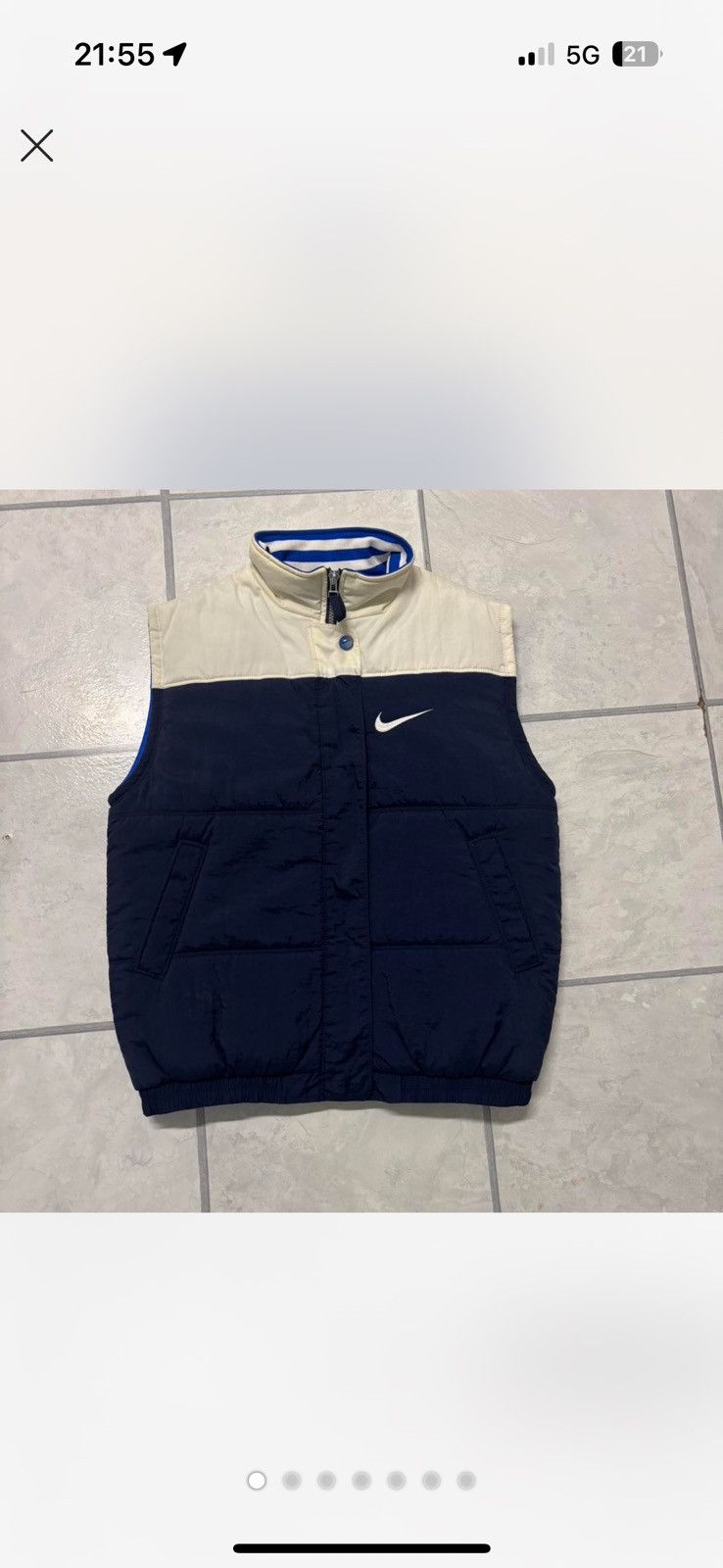 Nike Mens y2k blue and white full zip nike puffer vest mens M Size US M / EU 48-50 / 2 - 1 Thumbnail