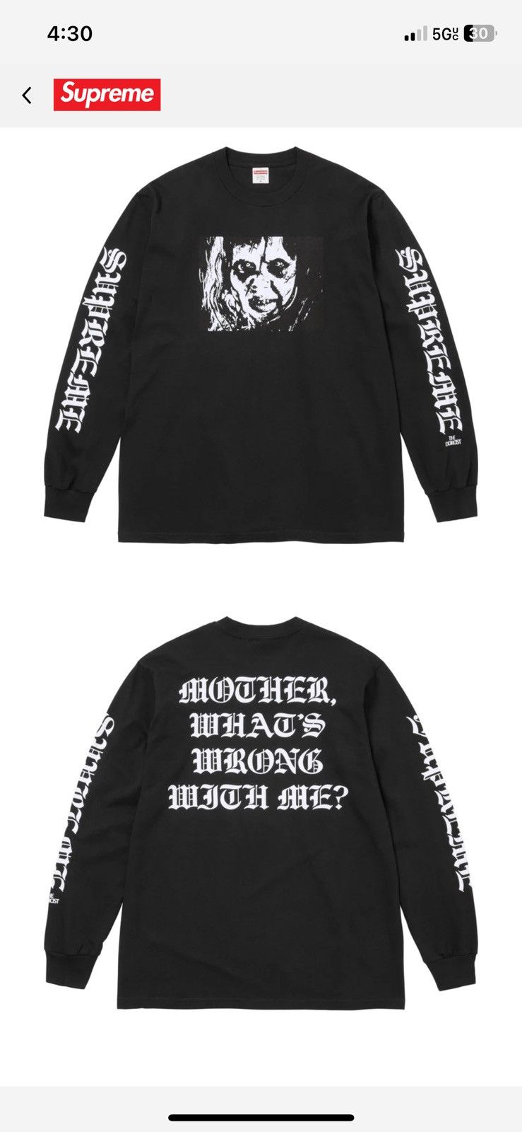 Supreme × Exorcist L/S Tee 黒 M 新品 Supreme × Exorcist L/S Tee 黒 M 新品 - メルカリ