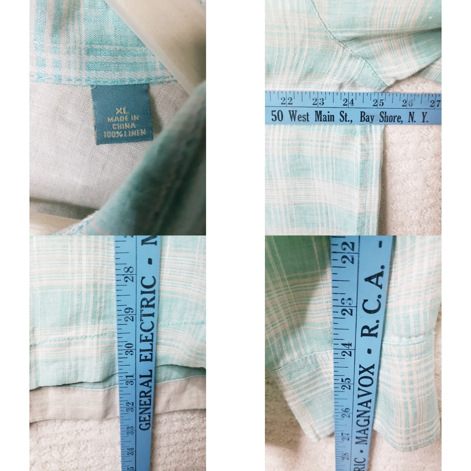 Tommy Bahama Tommy Bahama Relax Button Up Shirt XL Long Sleeve Green White Plaid 100% Linen Men’s Regular Button-Up Fashion Classic Casual Formal Size US XL / EU 56 / 4 - 8 Thumbnail