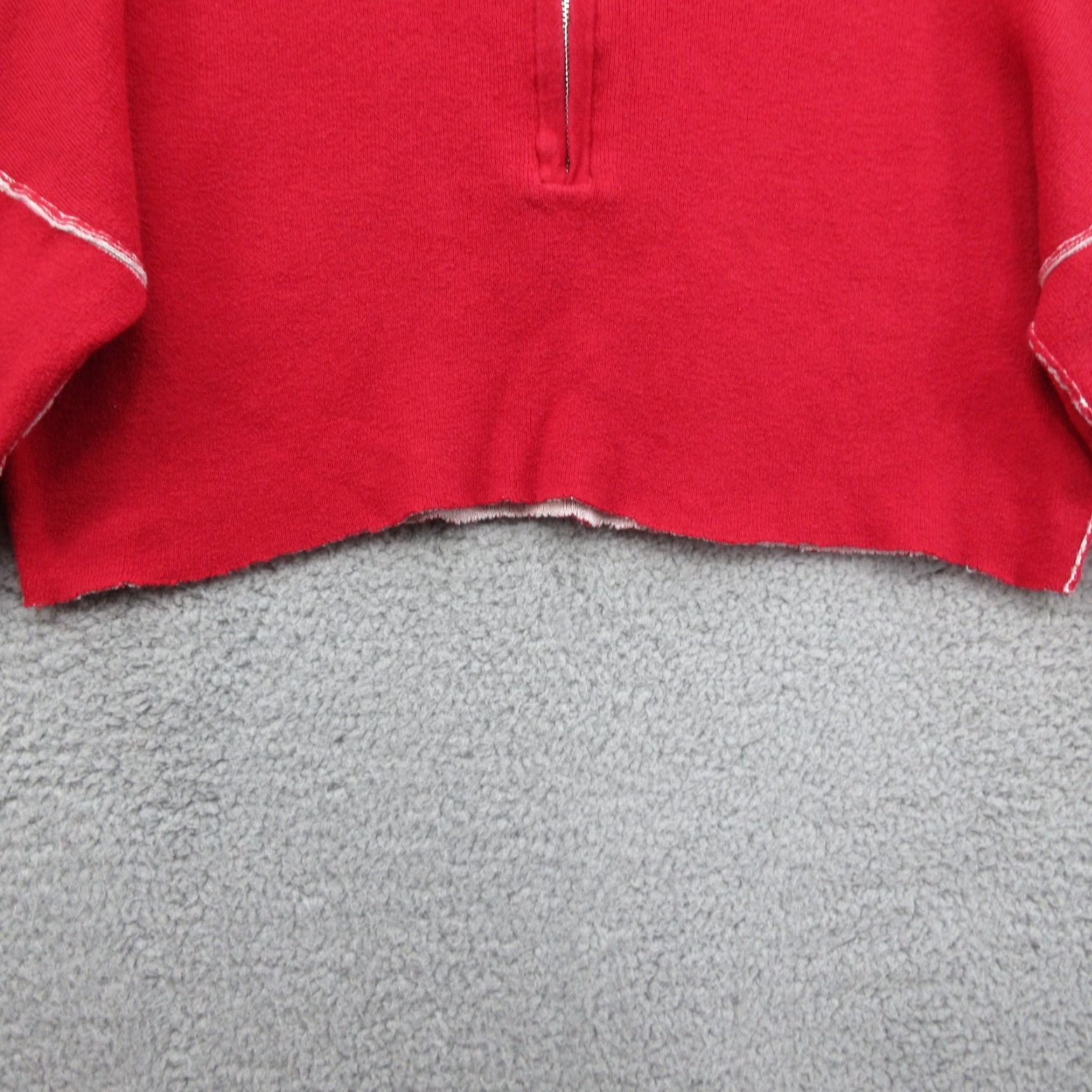 Vintage Silence + Noise Cropped 1/4 Zip Pullover Sweater Womens S Red Cozy Size S / US 4 / IT 40 - 4 Thumbnail
