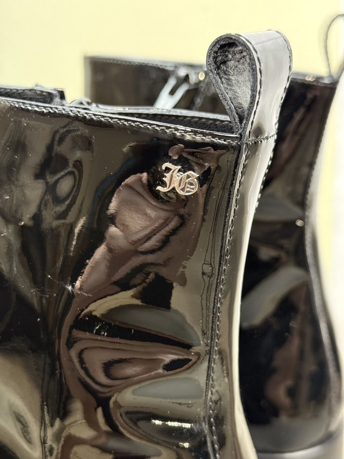 John Galliano Archive New in box Patent Leather Black Zip Boots 42 RARE! Size US 9 / EU 42 - 8 Thumbnail