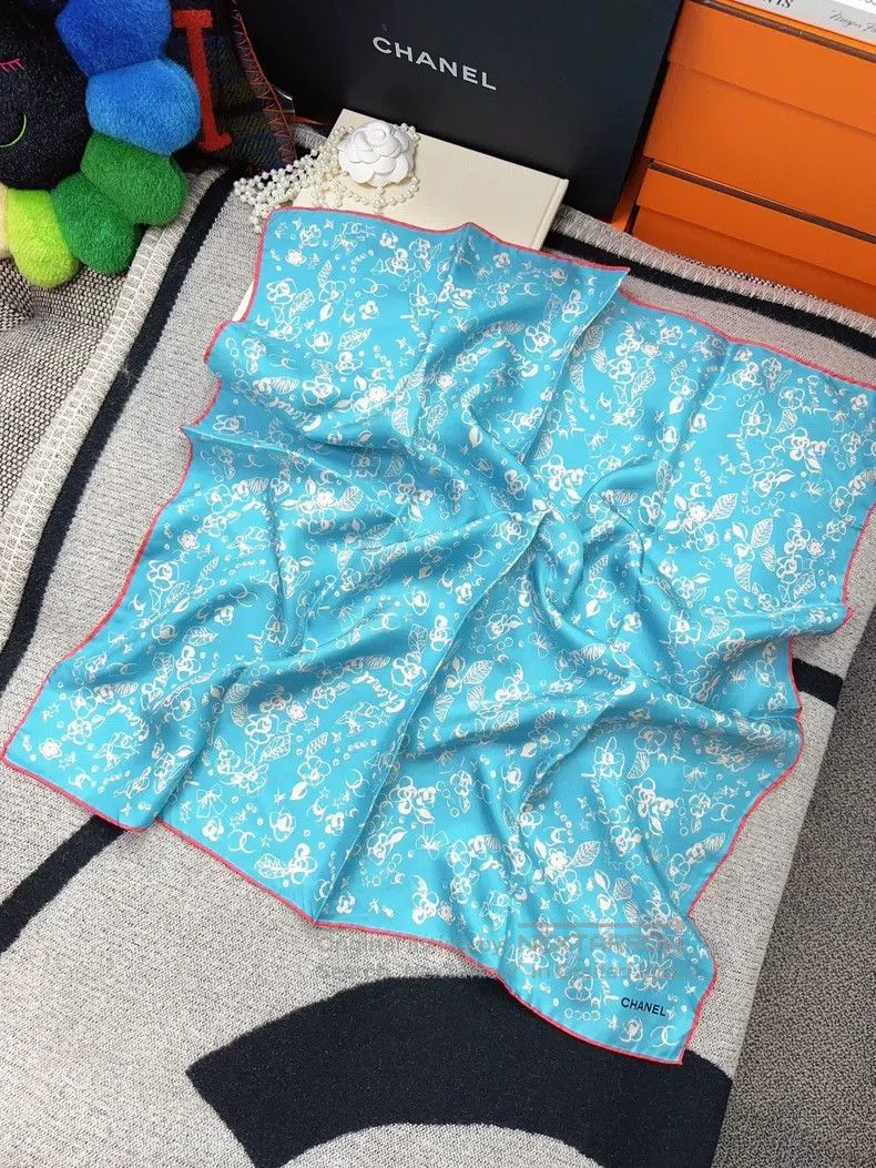 Chanel Chanel Little Blue Flower Silk Scarf Size ONE SIZE - 1 Thumbnail