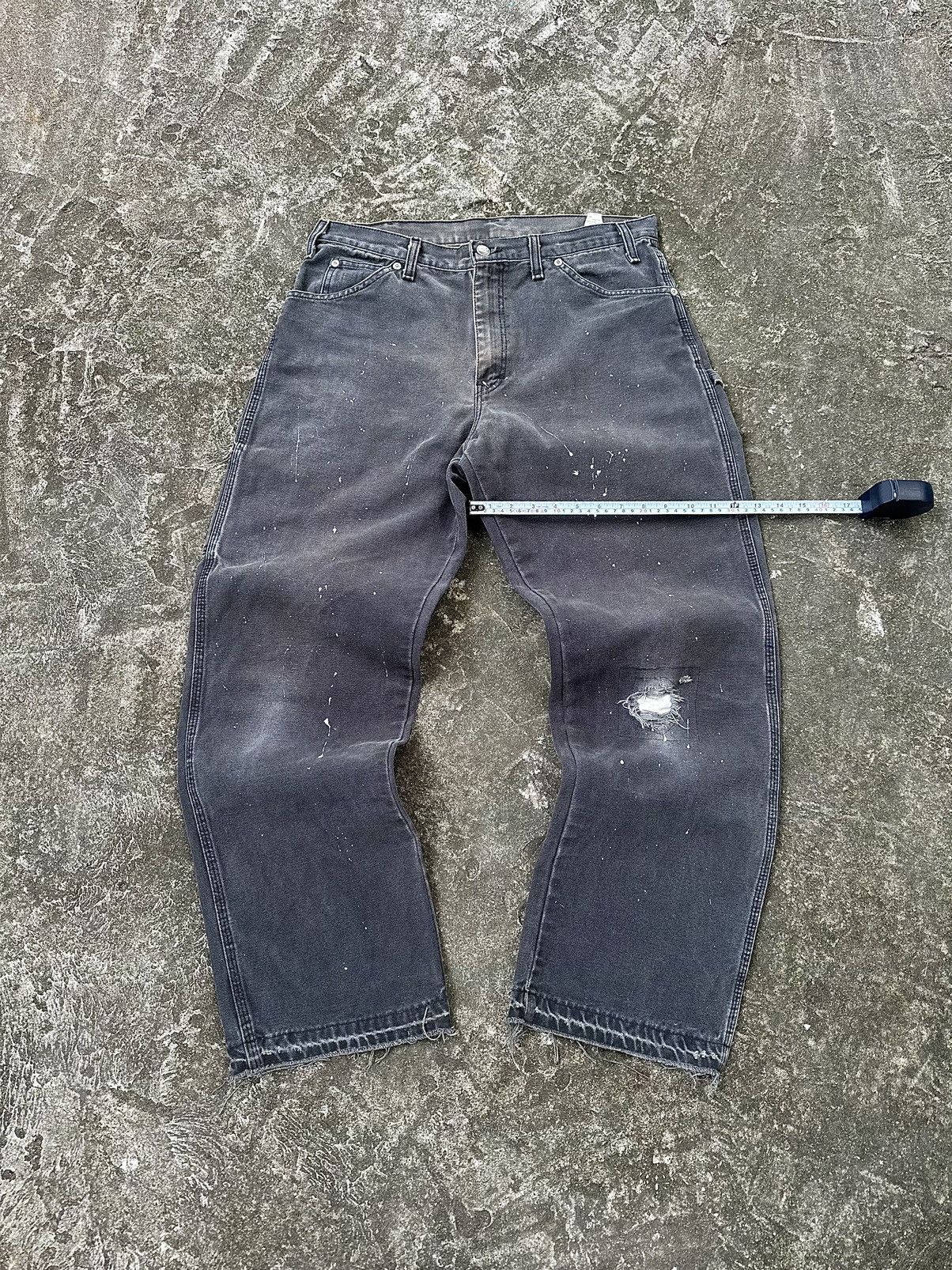 Carhartt (34x30.5) Crazy Distressed Dickies Carpenter Faded Black Size US 34 / EU 50 - 6 Thumbnail
