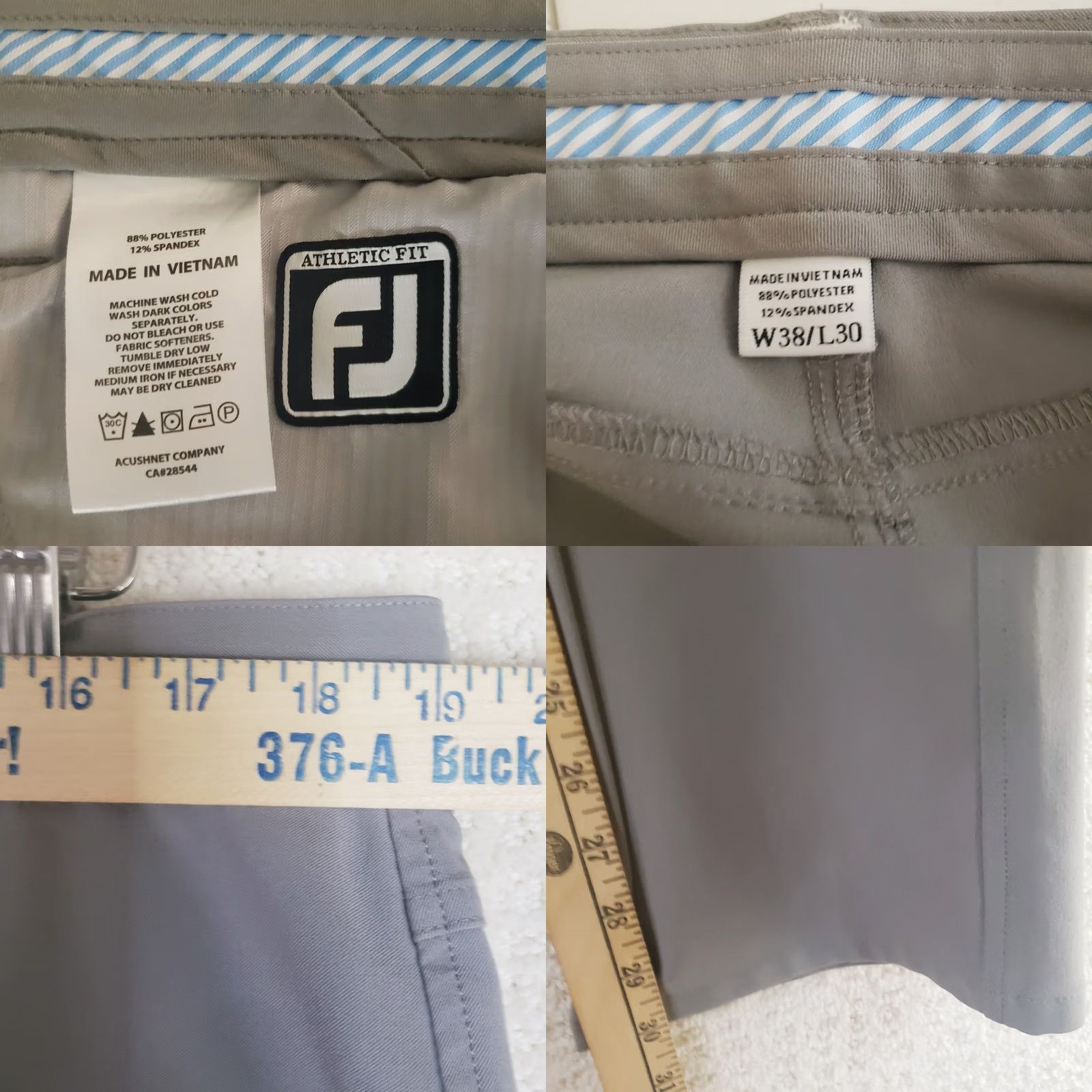 Footjoy FootJoy FJ Men's Athletic Fit Performance Stretch Golf Pants Gray Size 38 x 30 Size US 38 / EU 54 - 10 Thumbnail