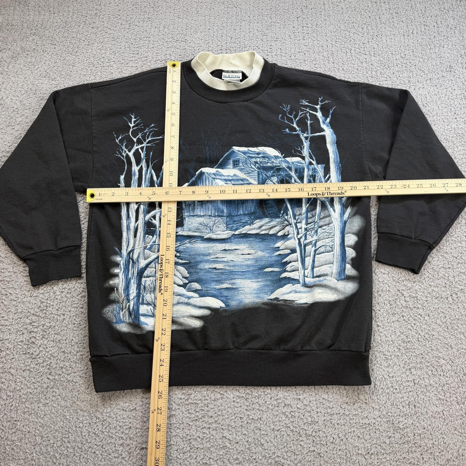 Basic Editions Vintage Winter Watermill Landscape Crewneck Sweatshirt L Size US L / EU 52-54 / 3 - 3 Thumbnail