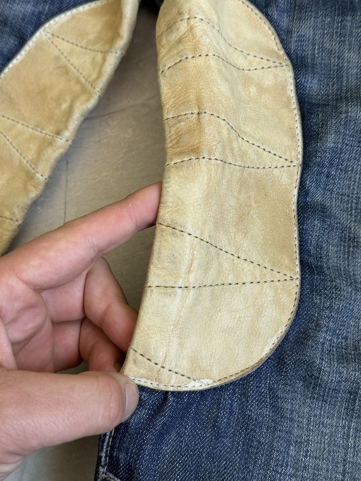 Replay VTG Y2k Replay Denim Leather Baggy Jeans Distressed if6was9 Size US 29 - 9 Thumbnail