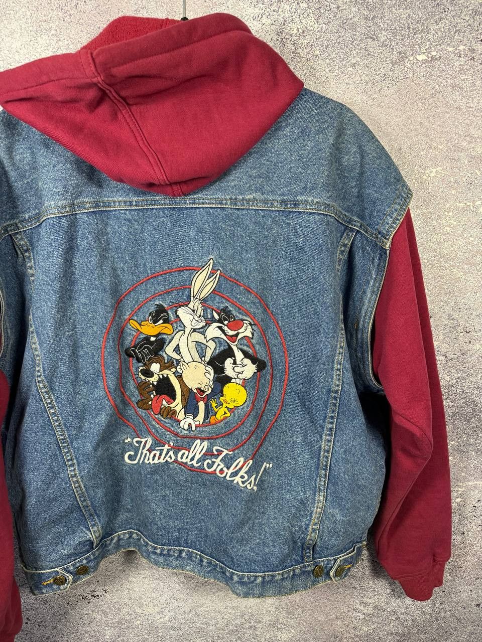 Vintage × Warner Bros ALL FOLKS LOONELY TUNES 1995 WB Hoodie Vest Jacket Denim XL Size US XL / EU 56 / 4 - 17 Thumbnail