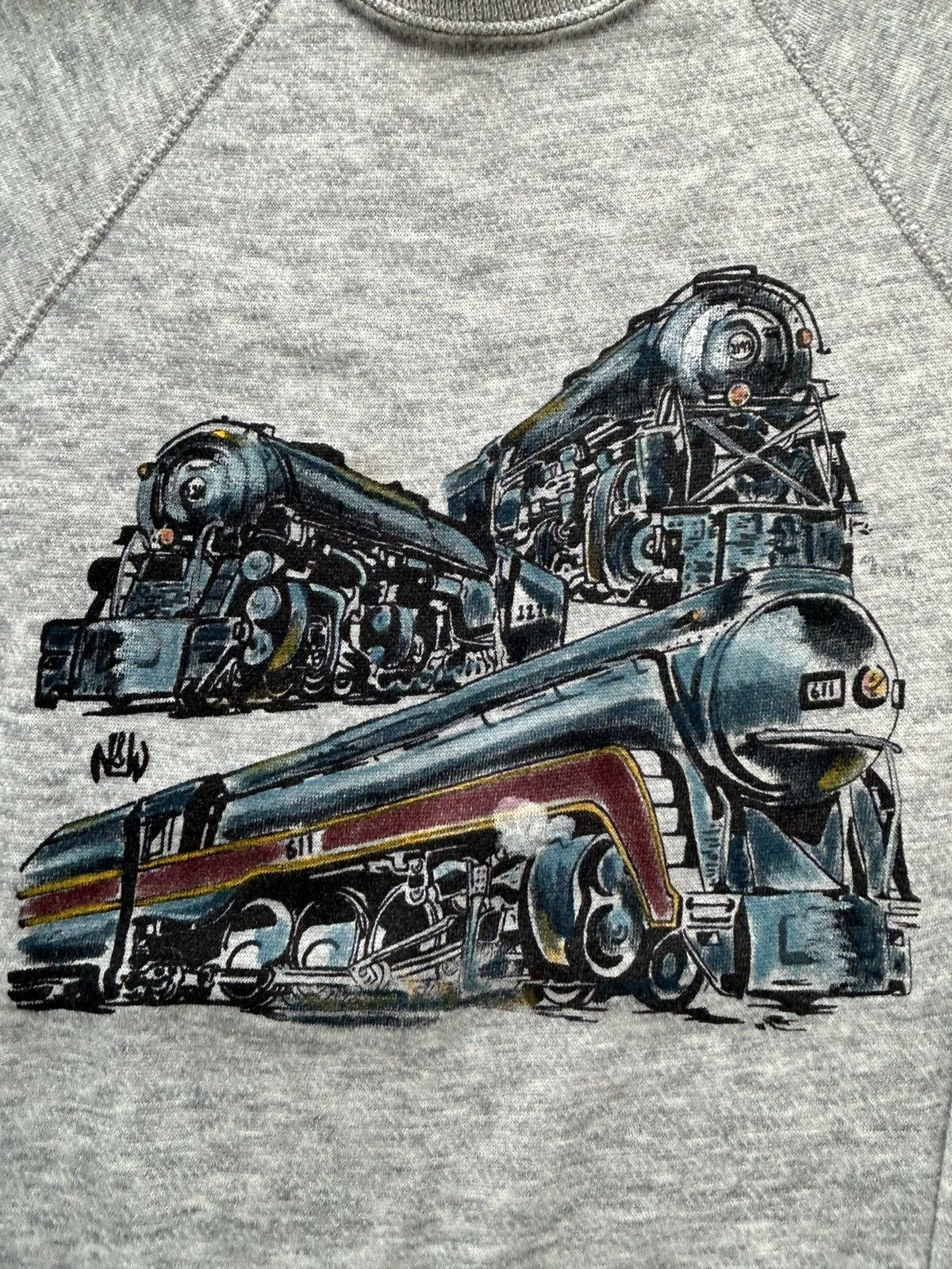 Vintage Vintage 80s Norfolk Western Trains Raglan Sweatshirt Size US M / EU 48-50 / 2 - 2 Thumbnail
