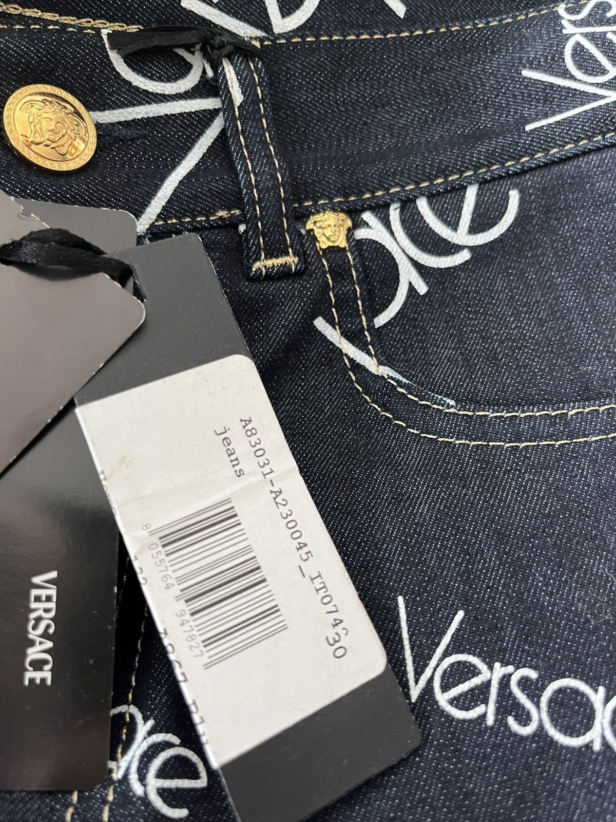 Versace Super Runway Versace Monogram Logo Denim Jeans Brand New Size US 29 - 6 Thumbnail