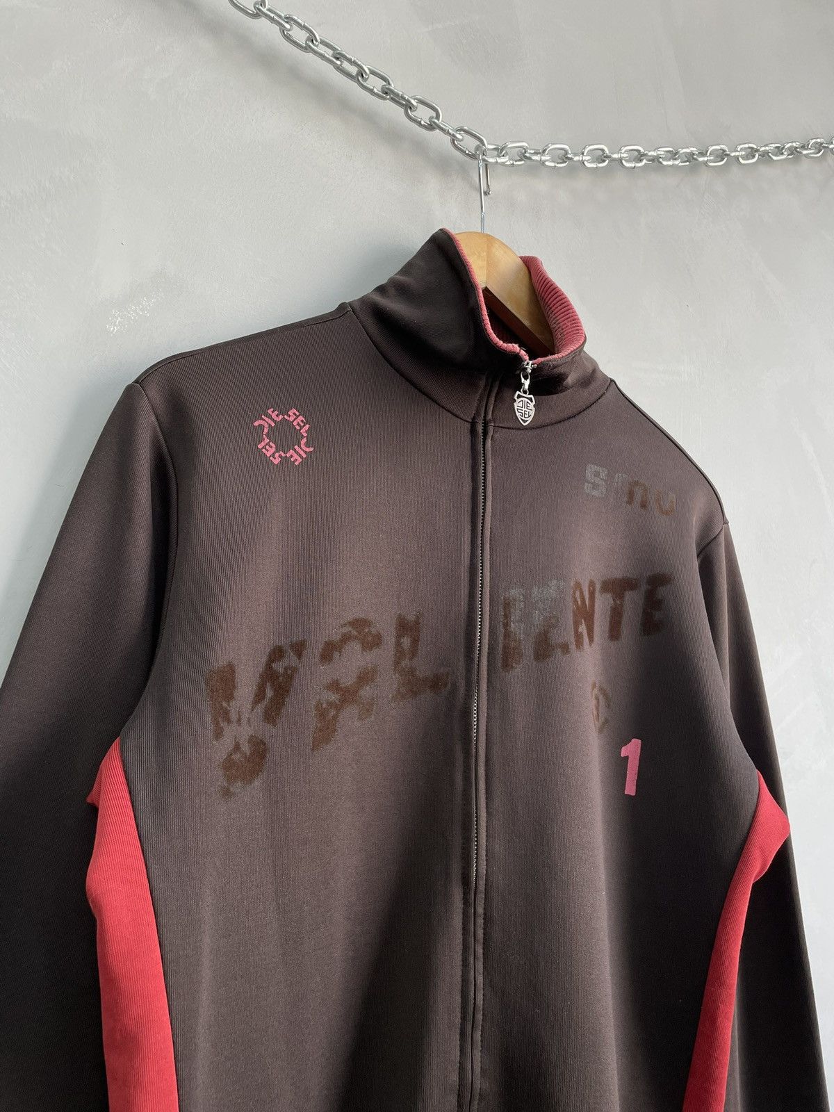 Diesel Rare brown diesel Zip sweatshirt y2k hype japanese Size US L / EU 52-54 / 3 - 4 Thumbnail