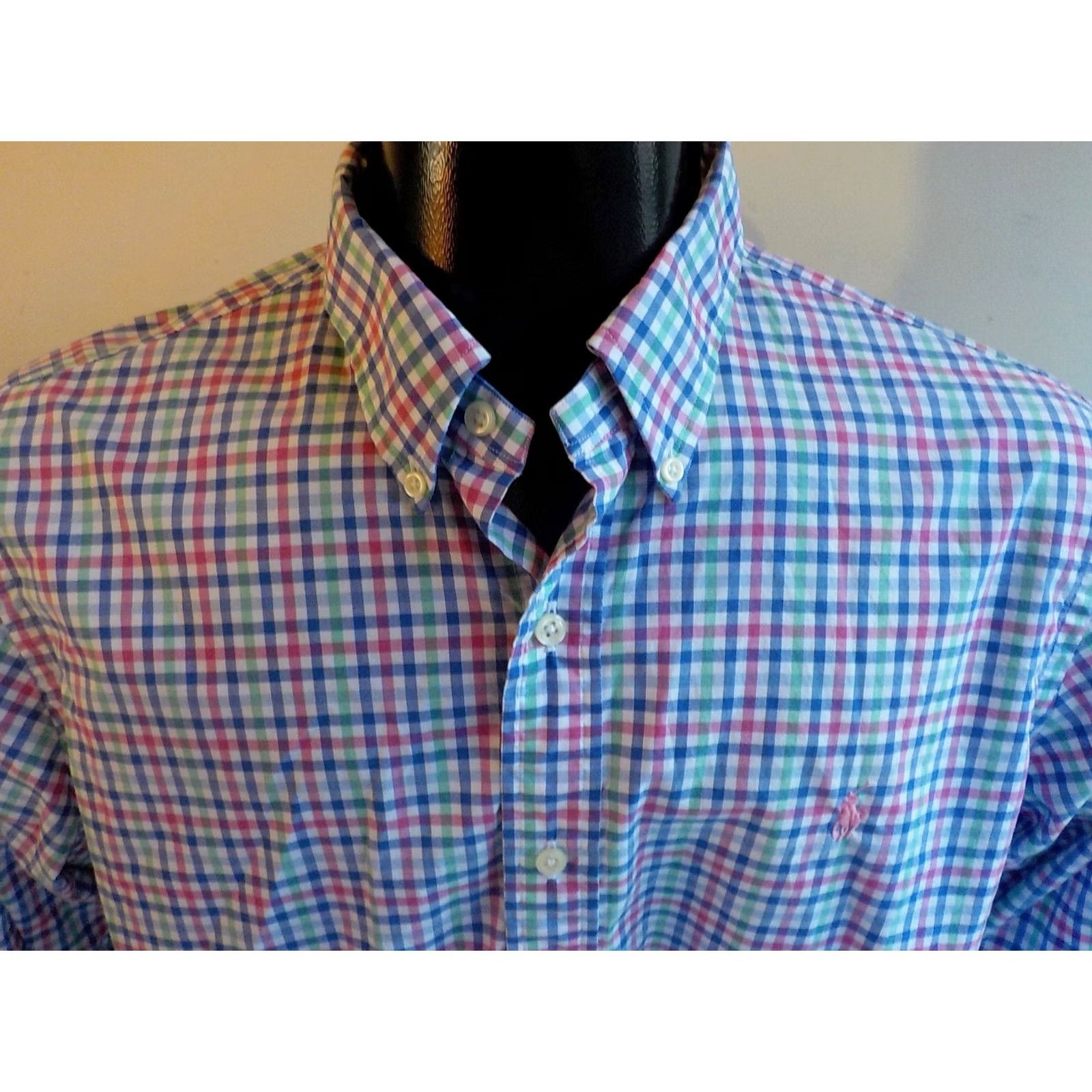 Ralph Lauren Ralph Lauren Plaid Button Down Shirt LG Mens 100% Cotton Blue White Pink Green Size US L / EU 52-54 / 3 - 2 Thumbnail