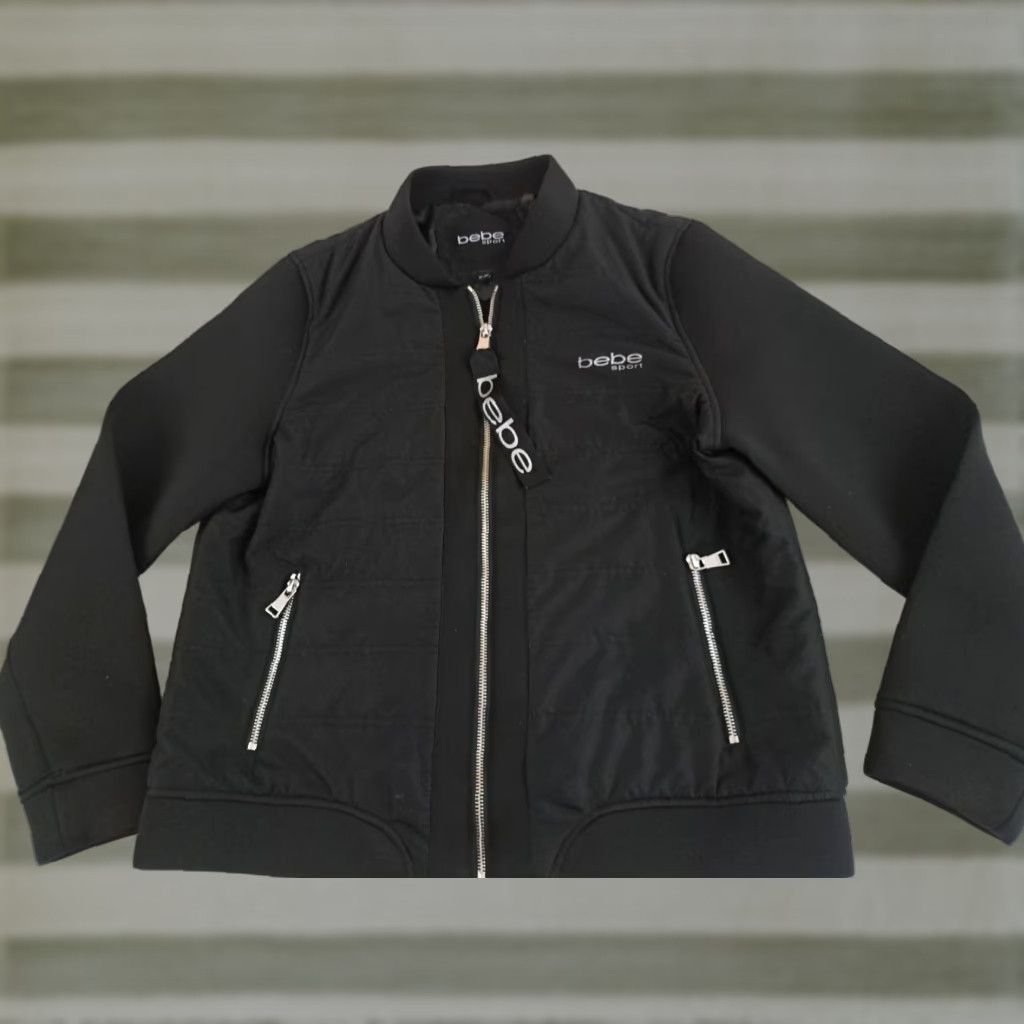 Bebe VINTAGE BEBE SPORT Jacket (Full Zip, Pockets) Black XL Women Track Shirt? Size XL / US 12-14 / IT 48-50 - 1 Thumbnail