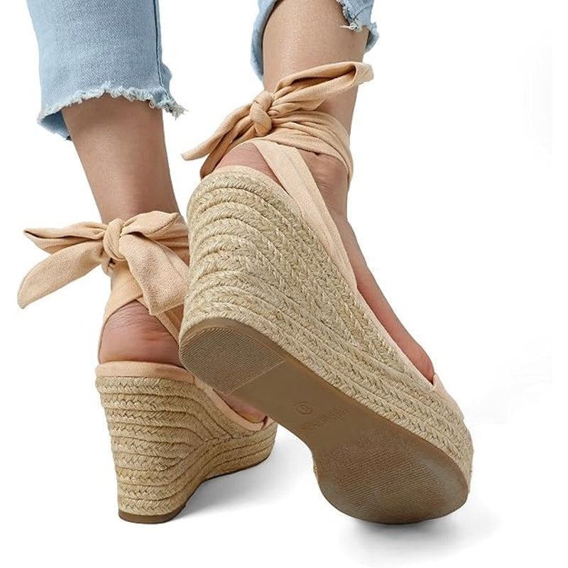 Other Dream Pairs Women's Size 9 Tan Faux Suede Wedge Espadrilles Size US 9 / IT 39 - 4 Thumbnail