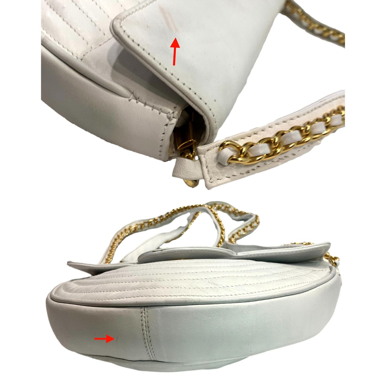 Genuine Leather × Panerai × Vintage Vintage White Leather Semi Circle Shoulder Bag Gold Chain Size ONE SIZE - 9 Thumbnail