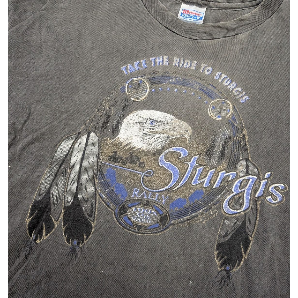 Hanes × Harley Davidson × Vintage Vintage 1995 Sturgis 55th Motorcycle Rally t-shirt Size US XXL / EU 58 / 5 - 2 Thumbnail