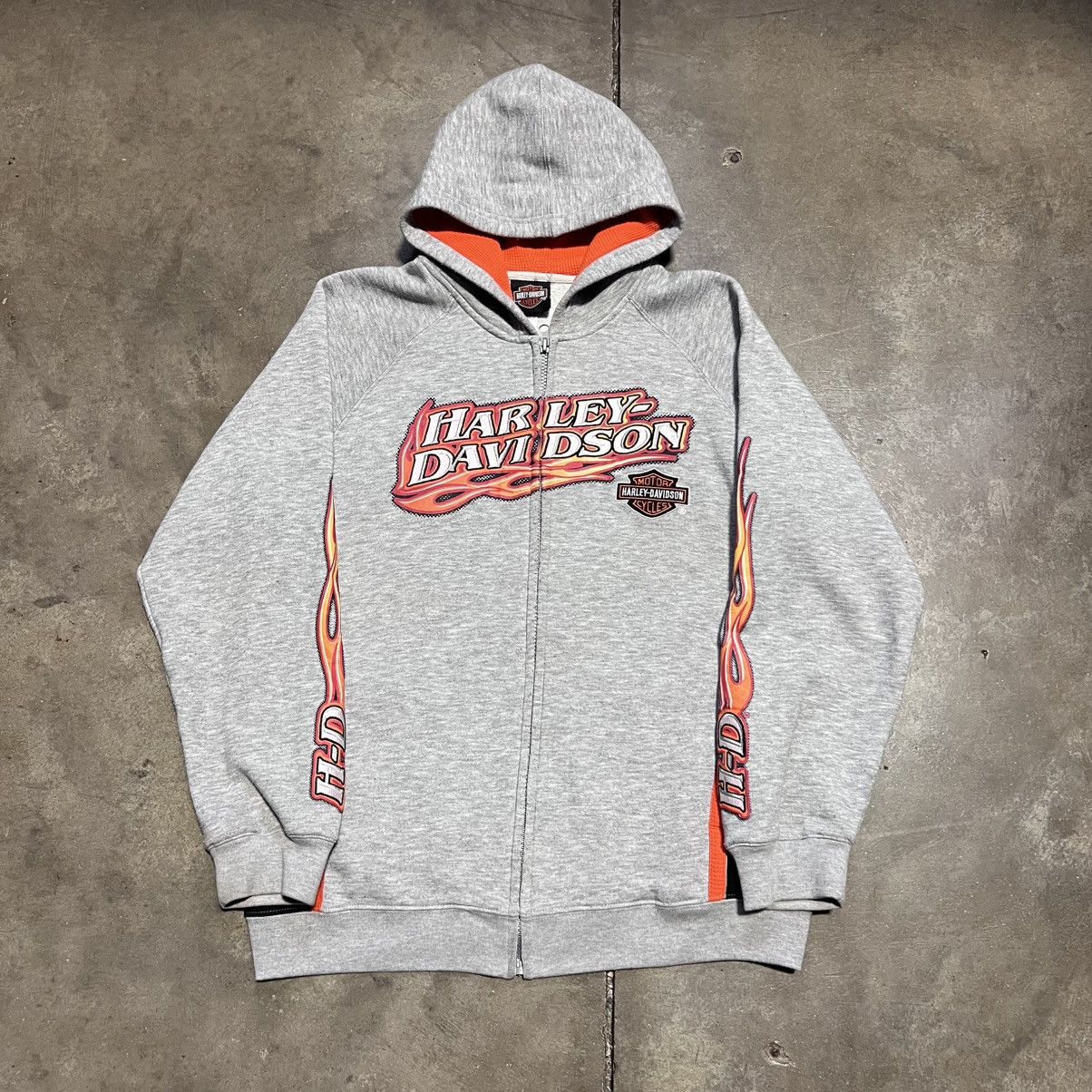 Harley Davidson Vintage Harley Davidson Flame Sleeve Zip Up Hoodie Y2K Biker Size US S / EU 44-46 / 1 - 7 Thumbnail