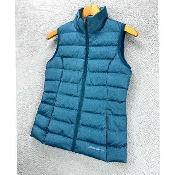 Eddie Bauer VINTAGE Eddie Bauer Vest Womens XS EB650 Teal Goose Down Quilted Puffer Full Zip Pockets Size XS / US 0-2 / IT 36-38 - 3 Thumbnail