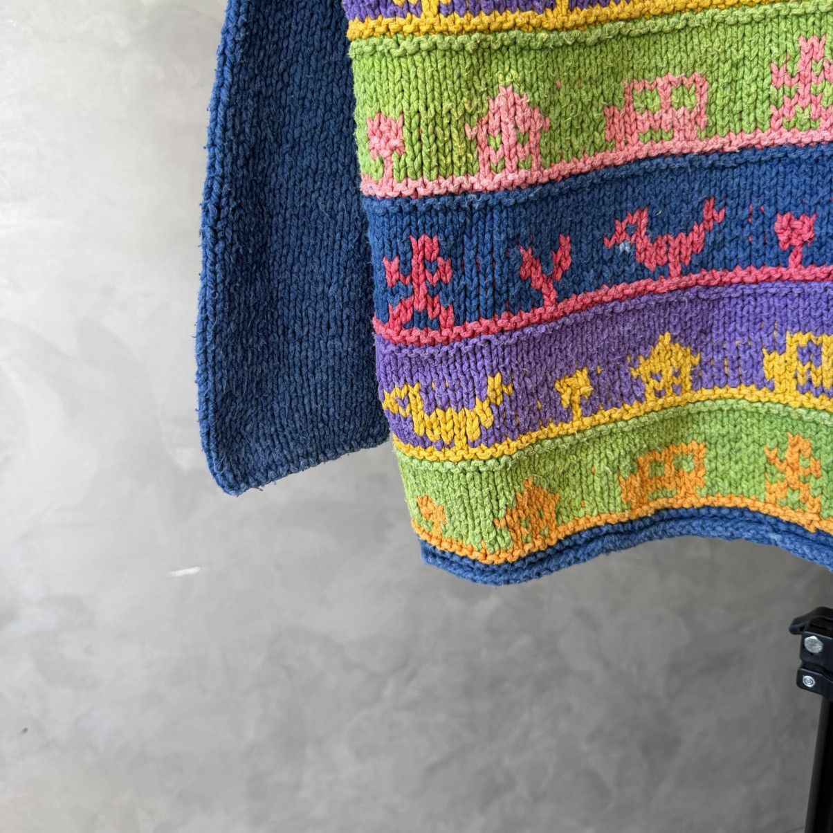 Handmade Amano Mock Neck Folklore Patterned Knit sweater Size US M / EU 48-50 / 2 - 6 Thumbnail