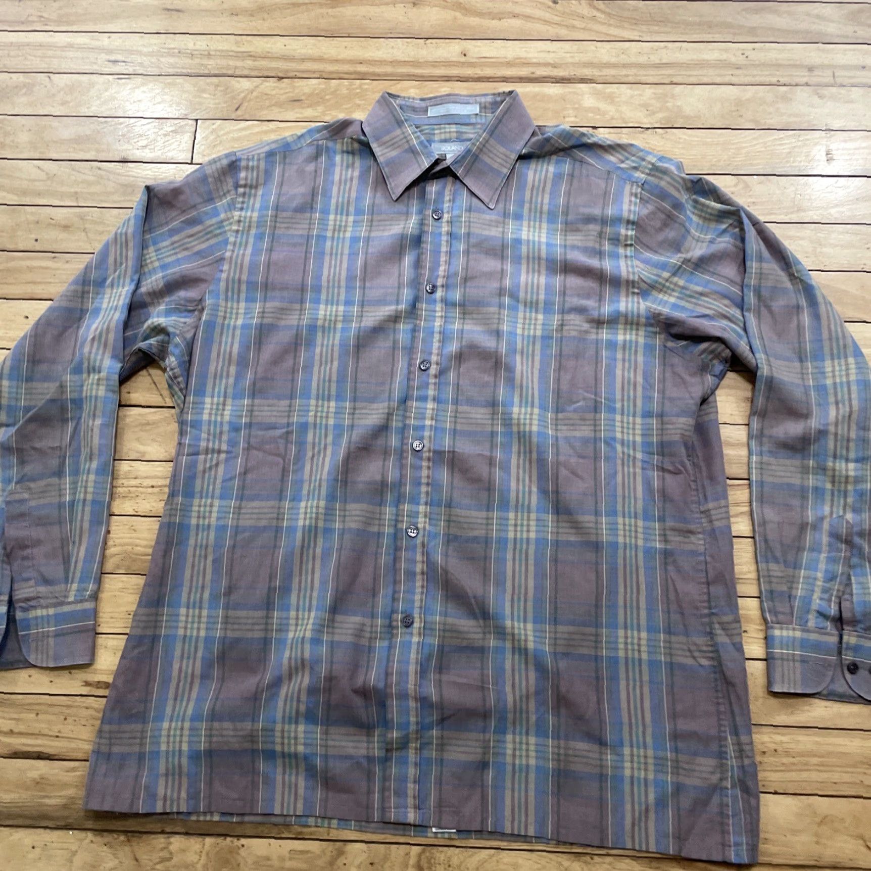 Vintage VINTAGE Roland Button-Up Shirt Men XL Plum Purple Plaid Retro fade Grunge XL Size US XL / EU 56 / 4 - 3 Thumbnail