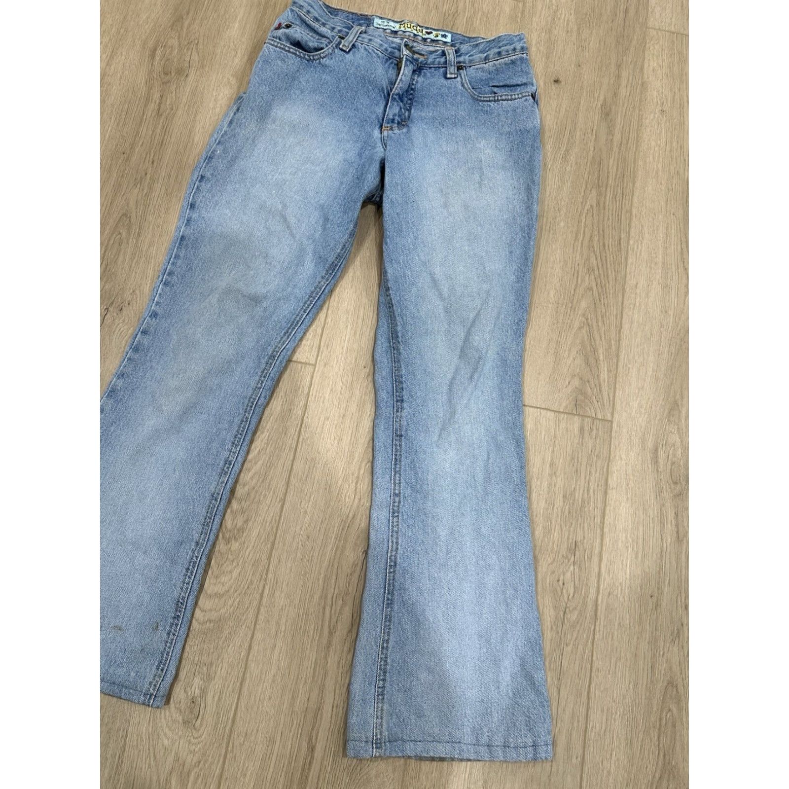 Denime VINTAGE Mudd Jeans Denim Jeans Flared 8.5-10.5 Rise 90s Y2K Blue Sz 7 27x30 Womens Juniors Button Pockets Size 27" / US 4 / IT 40 - 2 Thumbnail