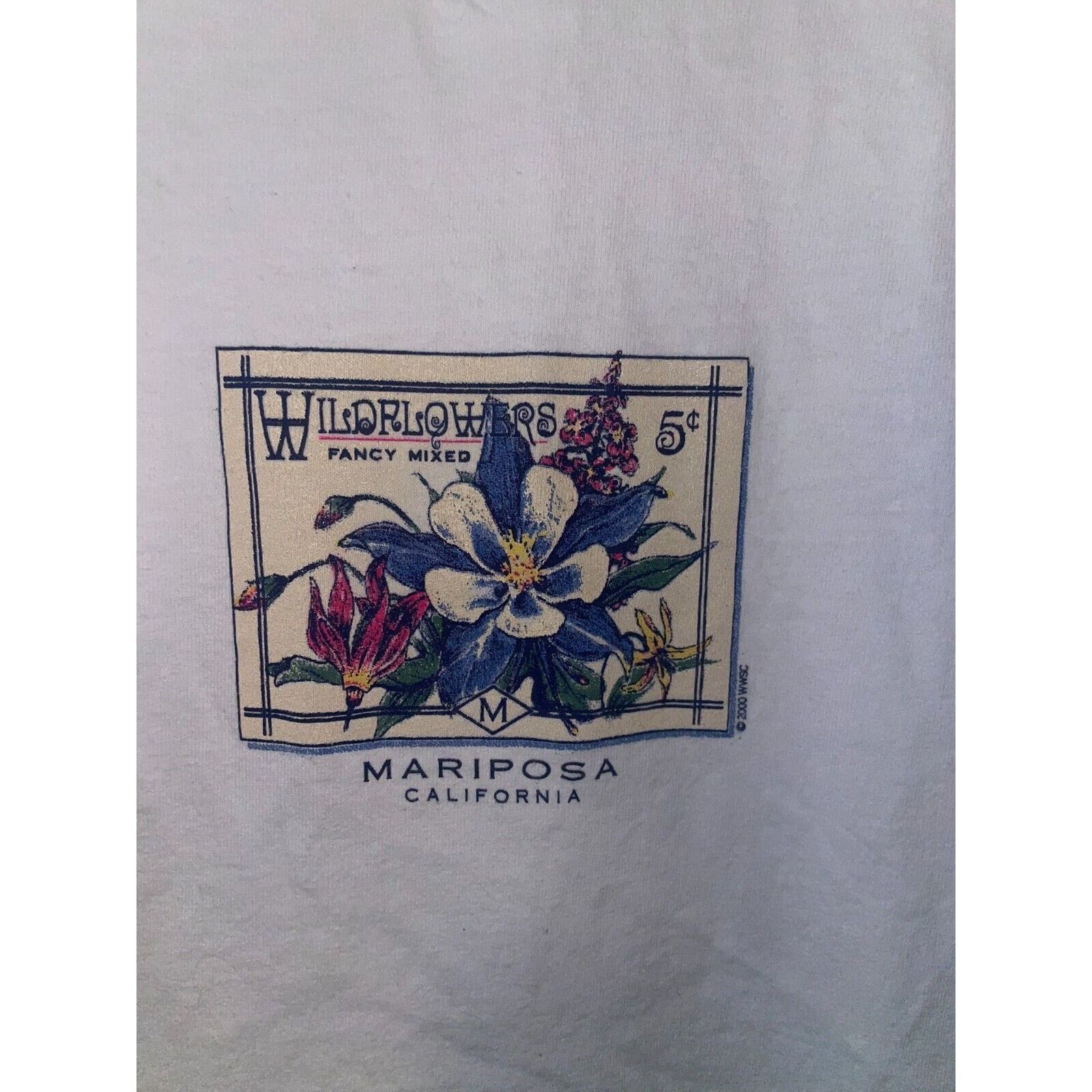 Anvil Womens Vintage Mariposa Shirt Flowers California White Tee M Size M / US 6-8 / IT 42-44 - 2 Thumbnail