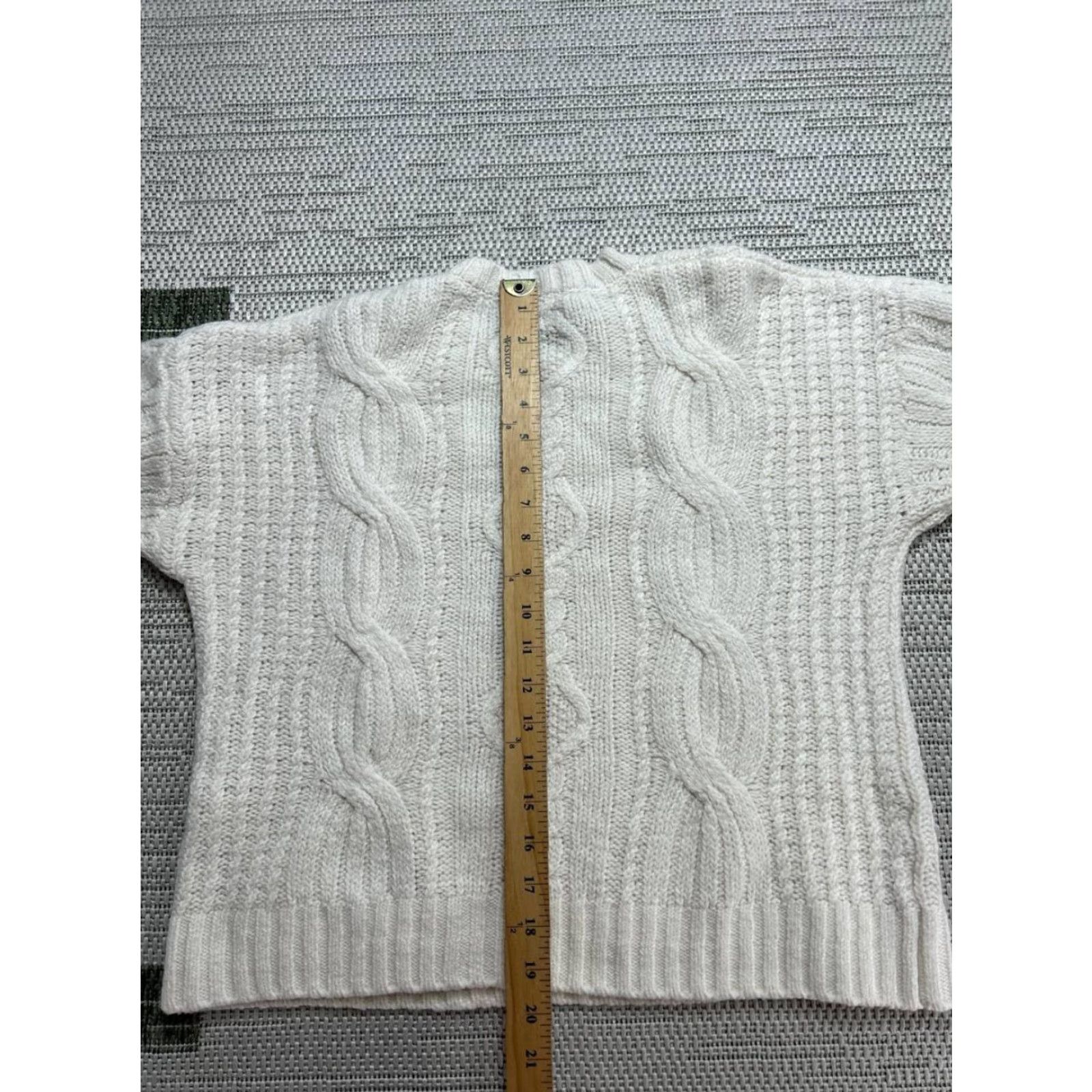 Splendid Womens Small White Cable Knit Pullover Sweater Splendid Classic Pullover Solid Knit Crew Neck Casual Moyen Size S / US 4 / IT 40 - 7 Thumbnail