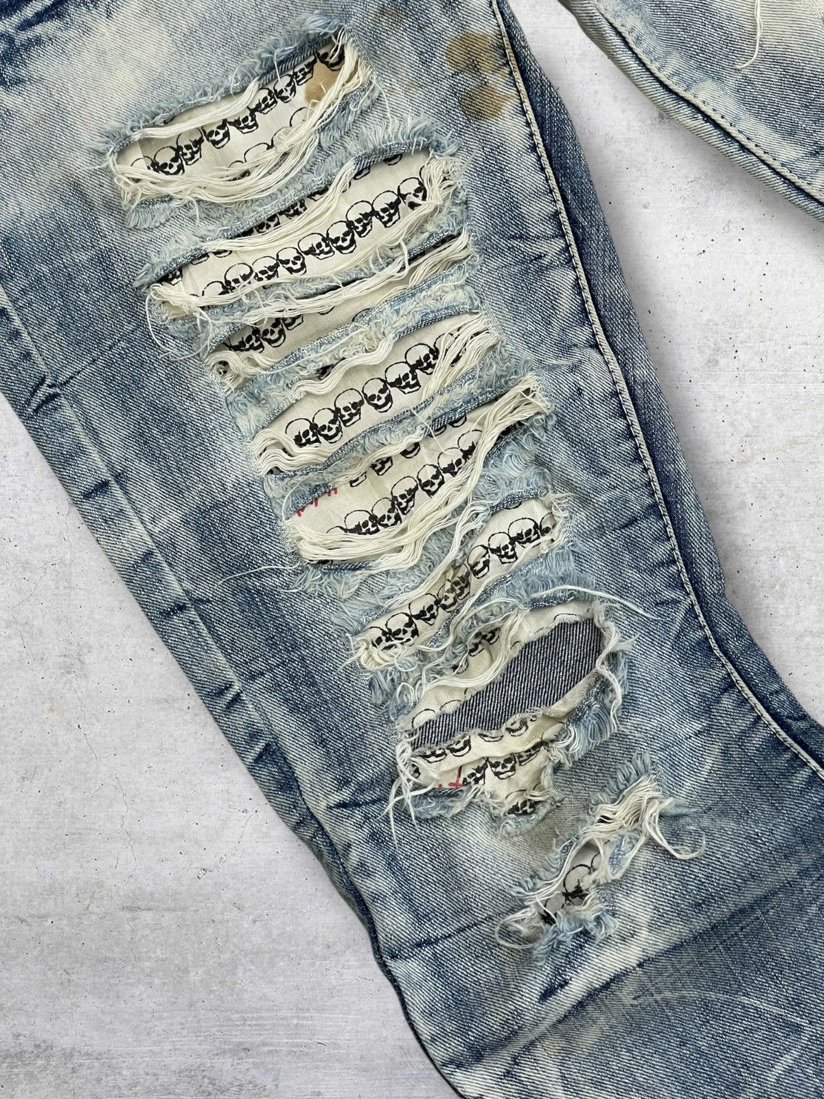 Hysteric Glamour VINTAGE JAPAN SKULL RIPPED DISTRESS PUNK CHUXXX 90S DENIM Size US 28 / EU 44 - 5 Thumbnail