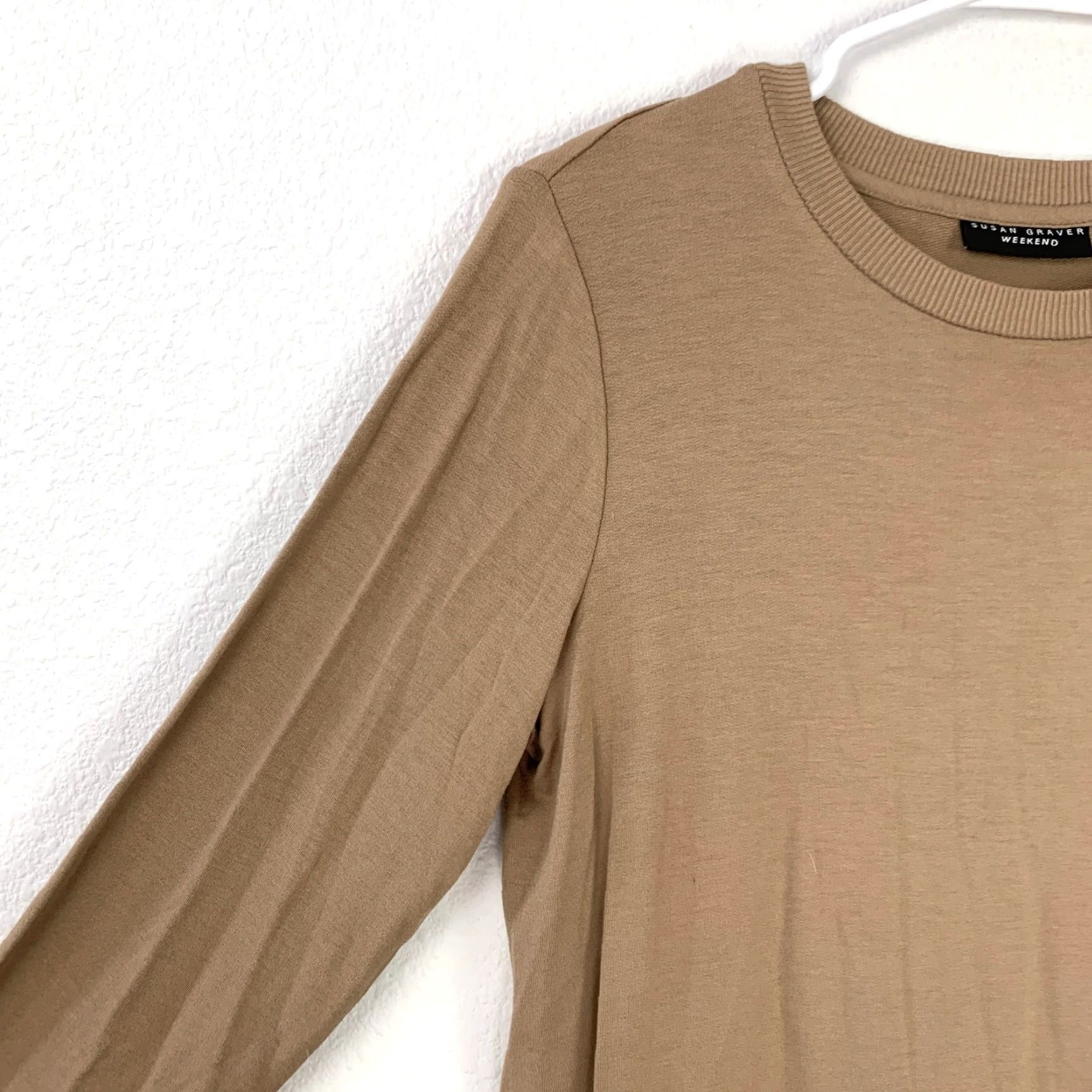 Vintage Susan Graver Weekend Brown Long Sleeve Shirt Tunic 2XS XXS Regular Cotton Blend Crew Neck Casual Travel Womens Vintage: No Size XXS / US 00 / IT 34 - 2 Thumbnail