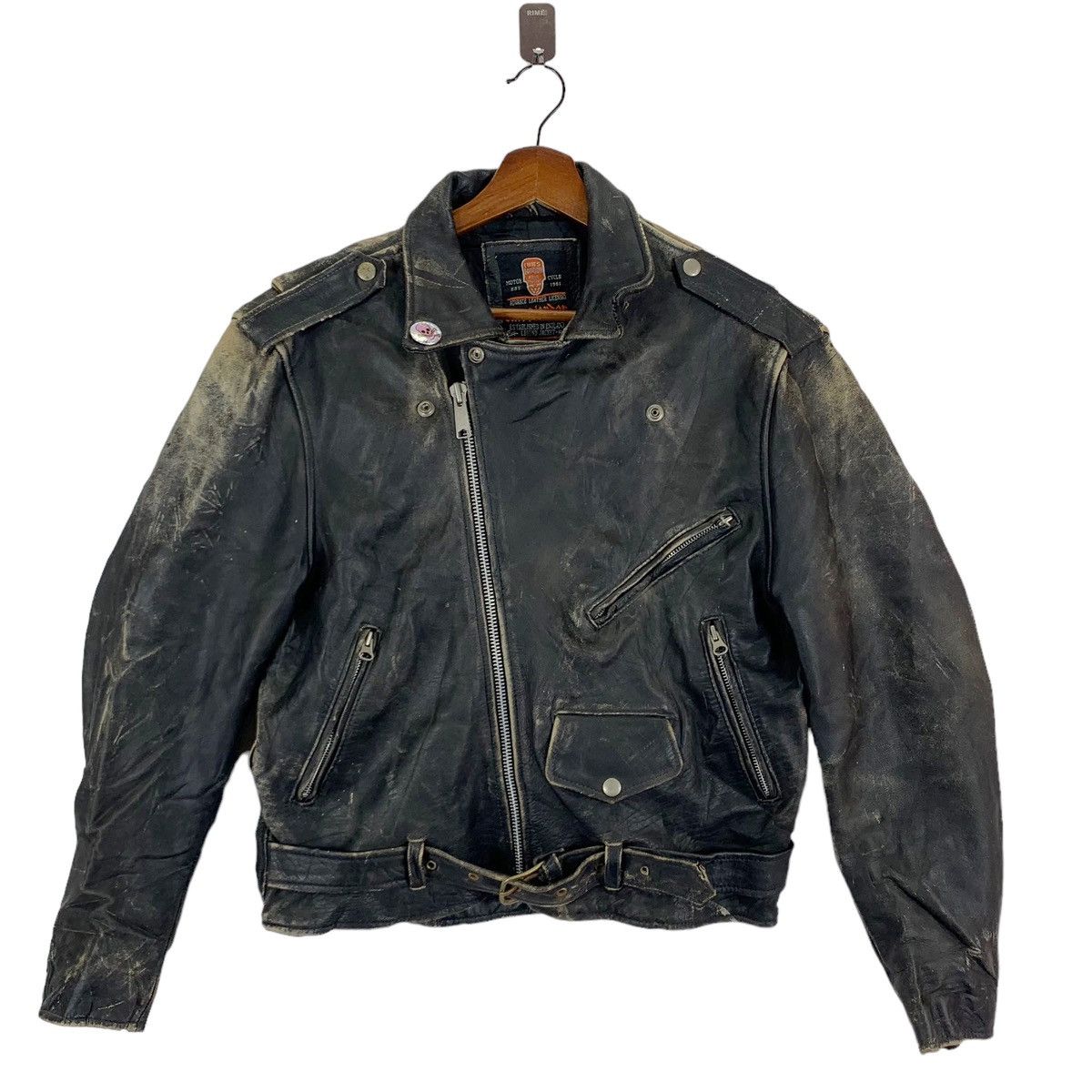 Genuine Leather 🔥🔥 VINTAGE CUIRS LEATHER BIKERS DOUBLE COLLAR JACKET Size US L / EU 52-54 / 3 - 1 Thumbnail