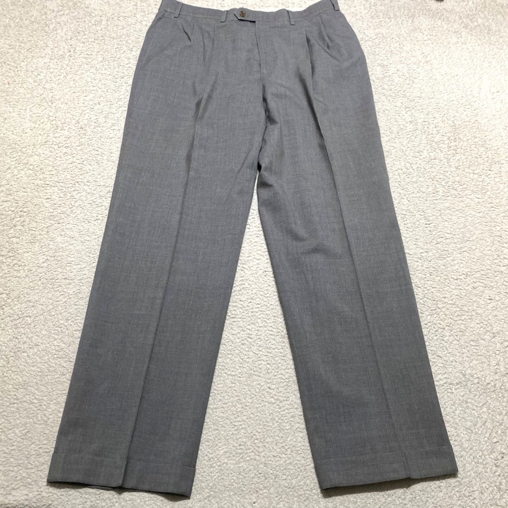 Ralph Lauren Lauren Ralph Lauren Mens Dress Pants Gray Pleated Wool Business 36x32 Straight Fit Size US 36 / EU 52 - 2 Thumbnail